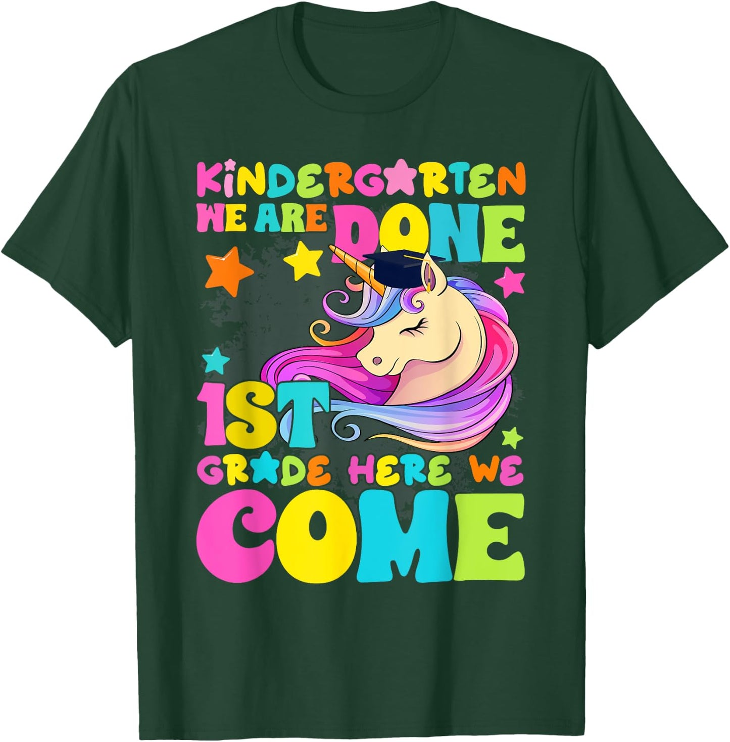 Kindergarten Graduation Magical Unicorn Girls Kids 2025 T-Shirt - T-Shirt | Forest