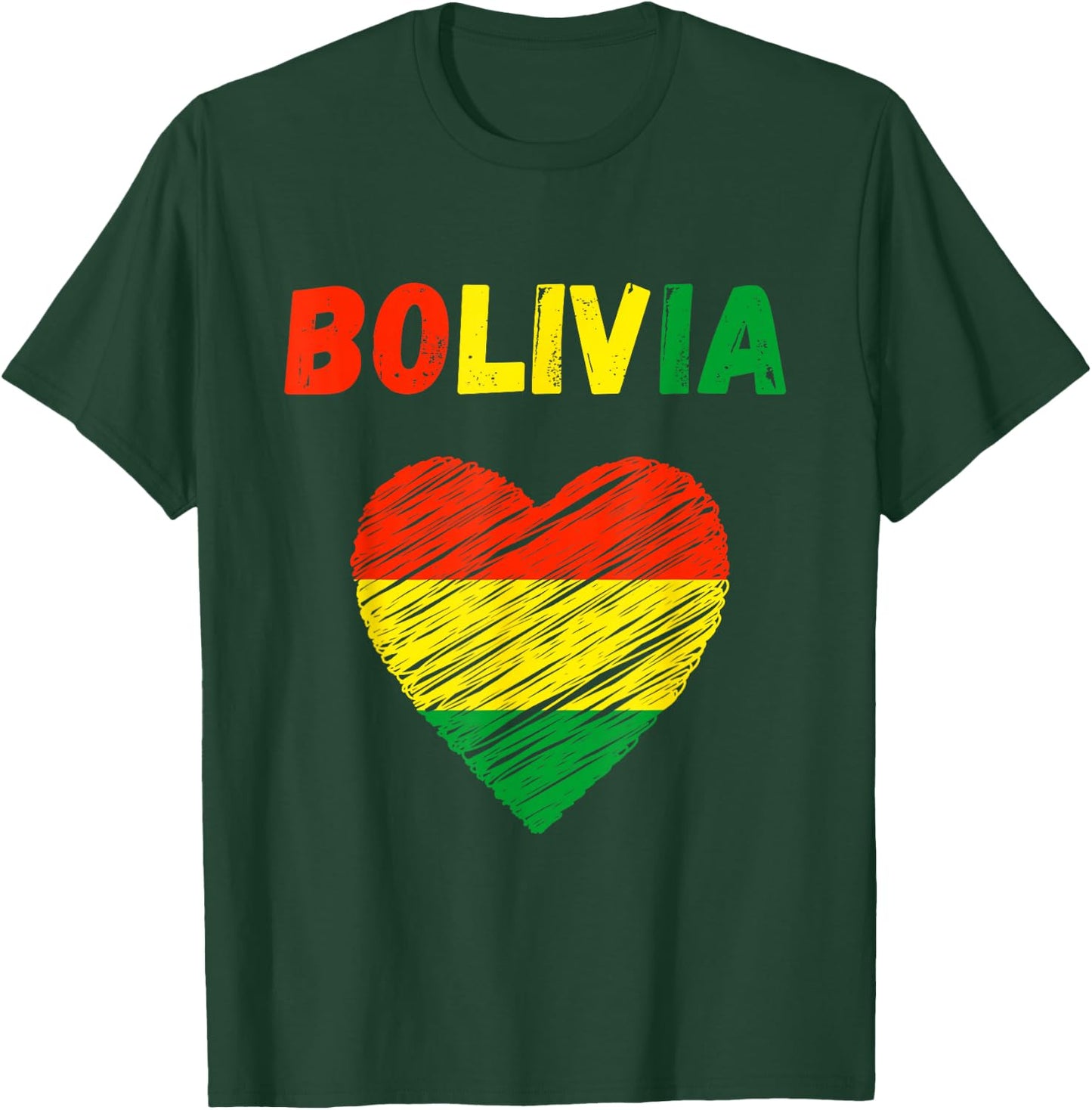 Bolivia Flag Holiday Bolivia Heart Bolivian Flag T-Shirt - T-Shirt | Forest
