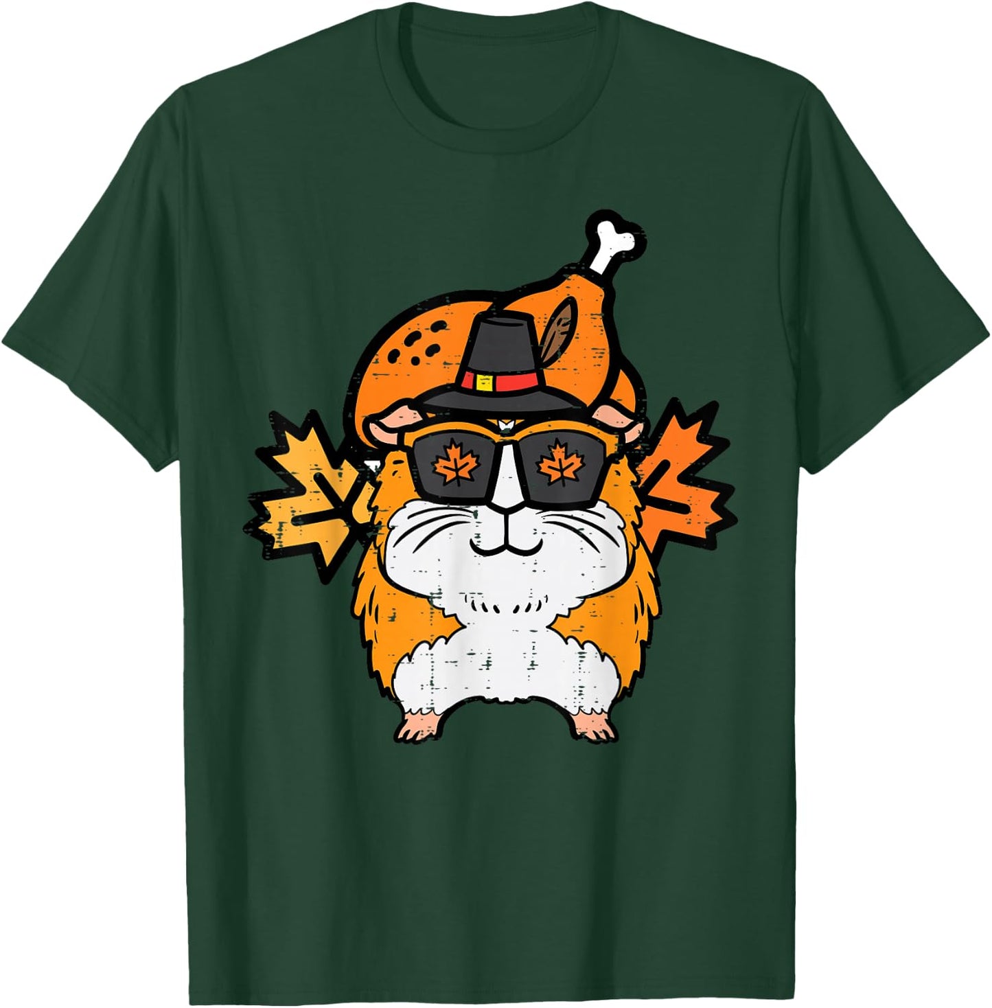 Thanksgiving Guinea Pig Turkey Day Fall Pet Men Women Kids T-Shirt - T-Shirt | Forest