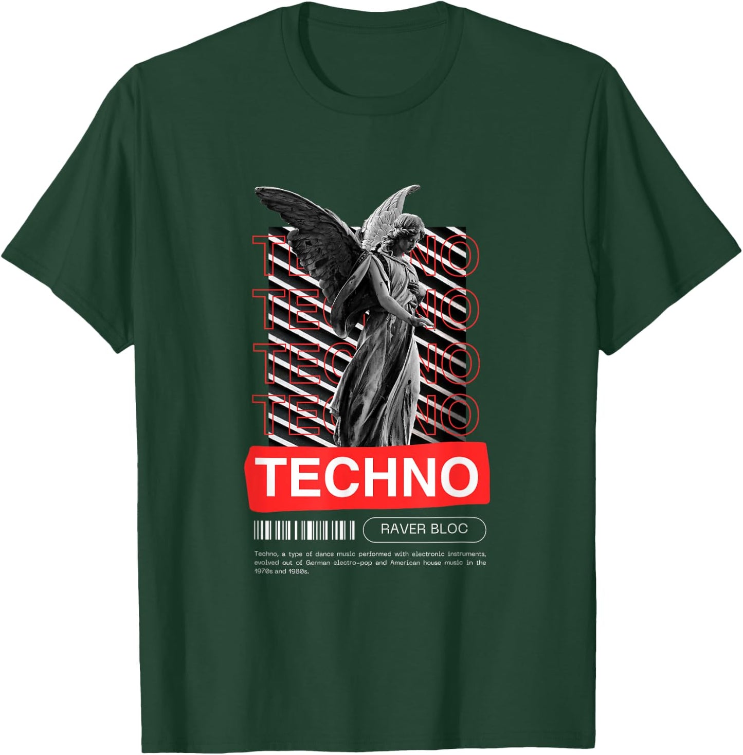 Raver Bloc Techno Angel EDM Raver Design -Adults Black Small Short Sleeve T-Shirt - T-Shirt | Forest
