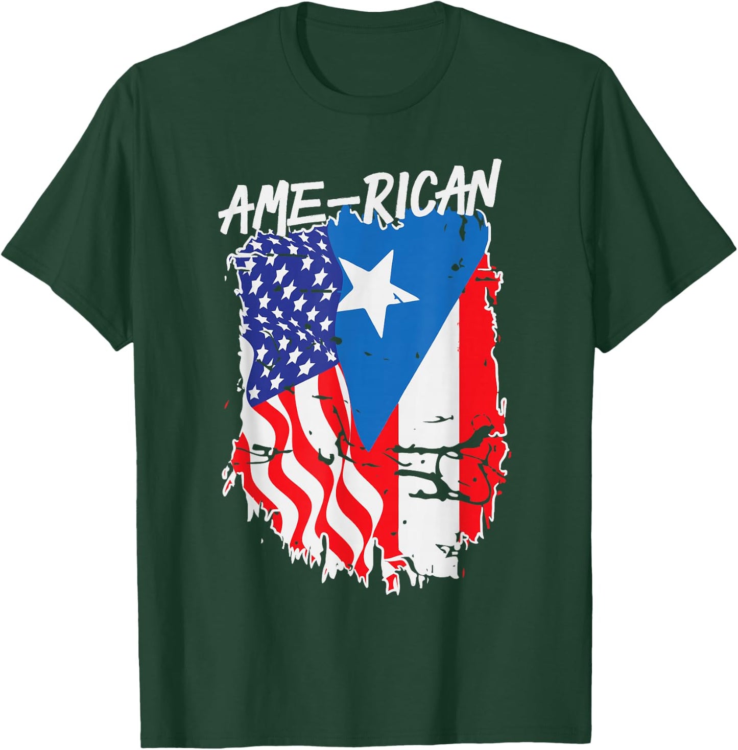 American Puerto Rican Flag Puerto Rico US America Hispanic T-Shirt - T-Shirt | Forest