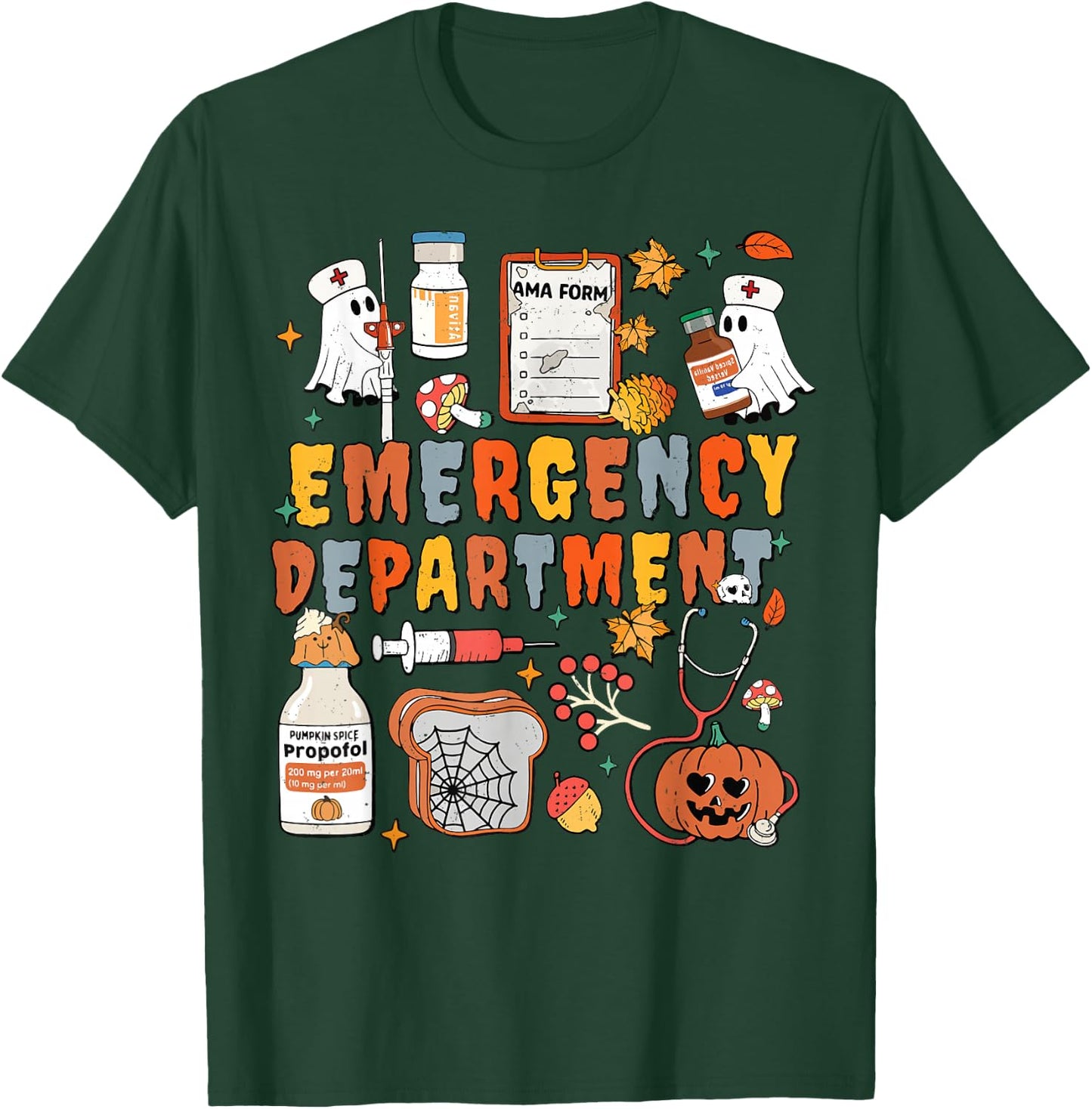 Emergency Department Funny ER Nurse Halloween Spooky Season T-Shirt - T-Shirt | Forest