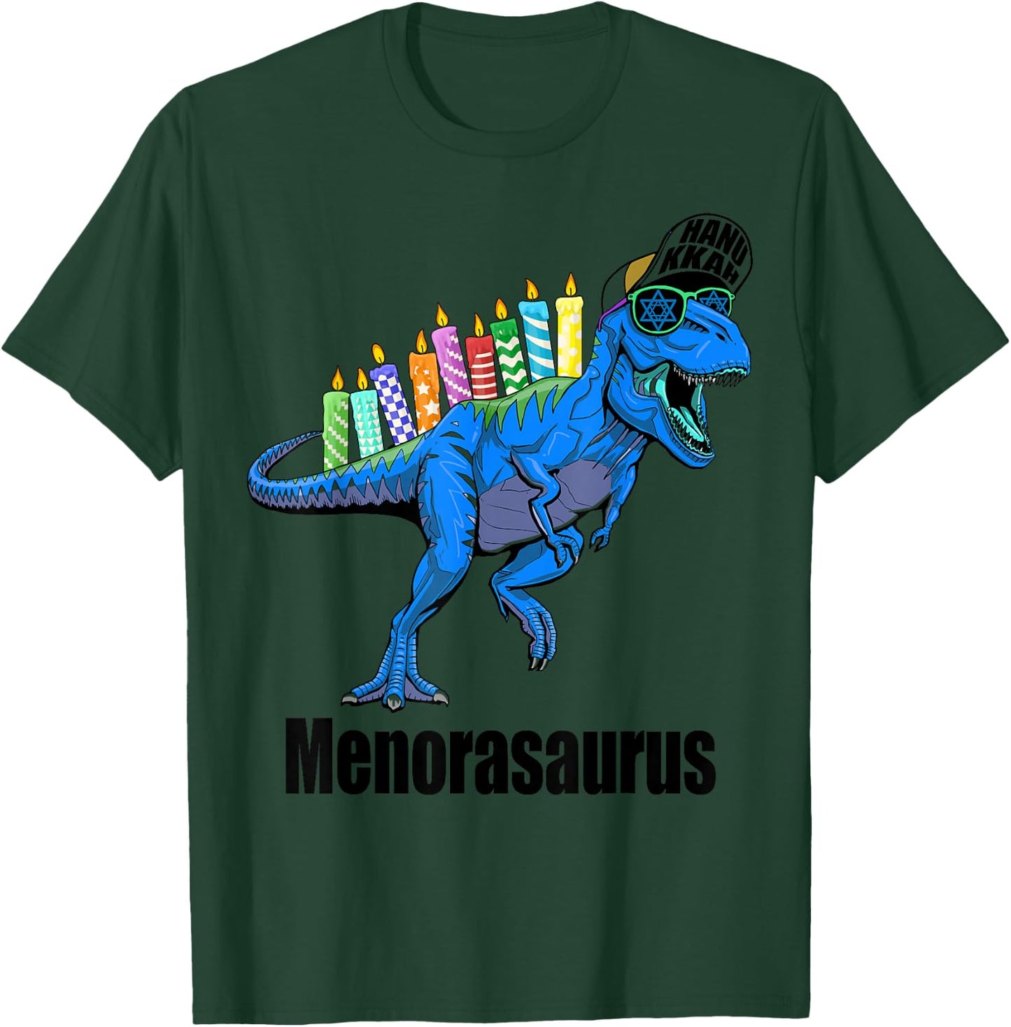 Menorasaurus Rex Menorah Dinosaur Hanukkah Pajama for Boys T-Shirt - T-Shirt | Forest