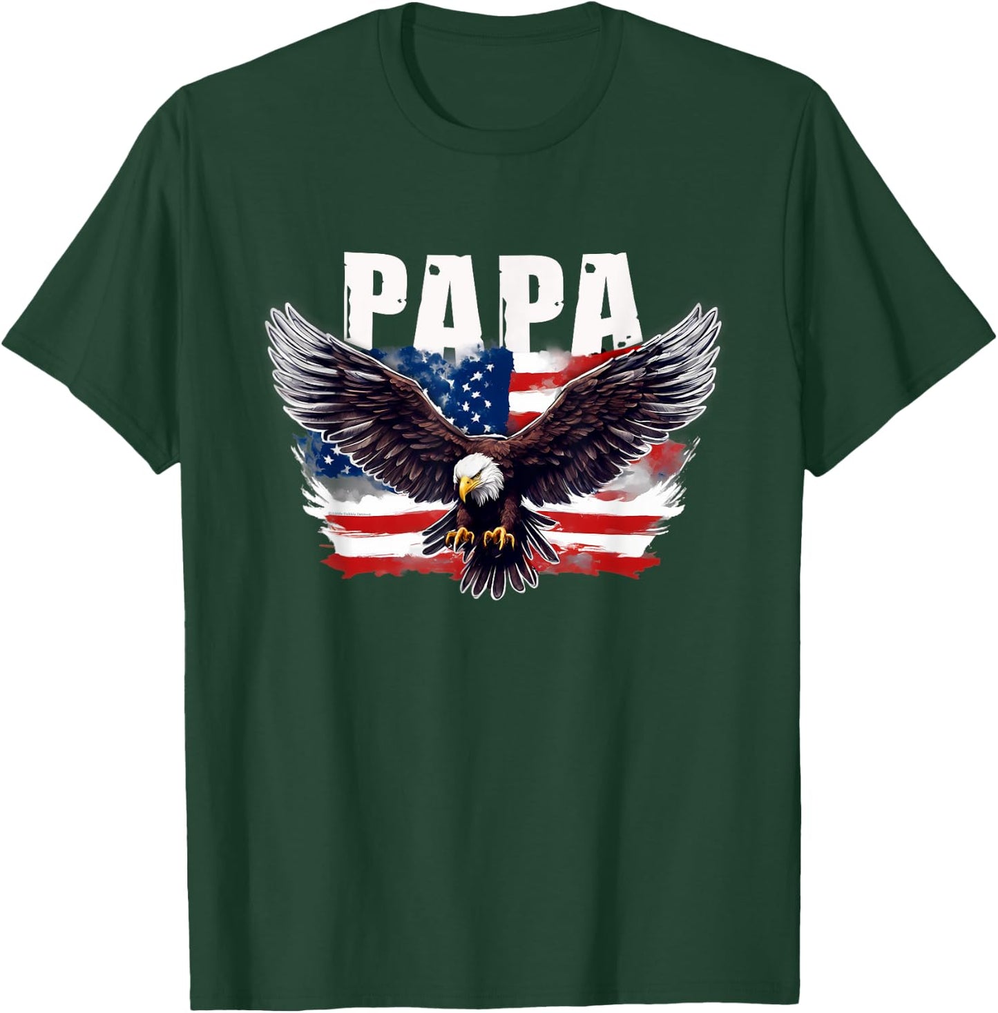 Patriotic Papa USA Flag with Eagle 4th of July Papa T-Shirt - T-Shirt | Forest