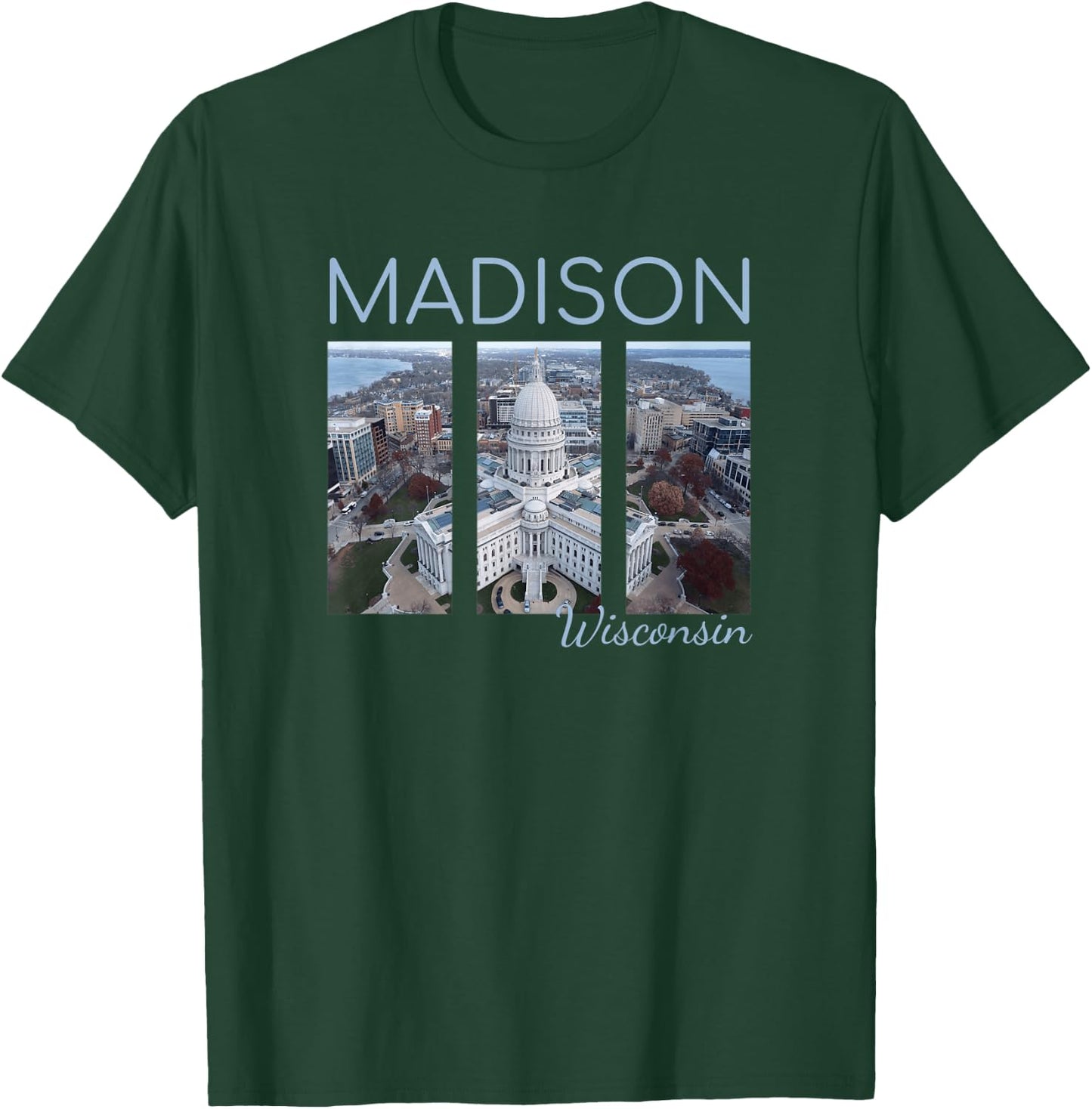 Wisconsin State Capitol Building Madison Skyline Art Gift T-Shirt - T-Shirt | Forest