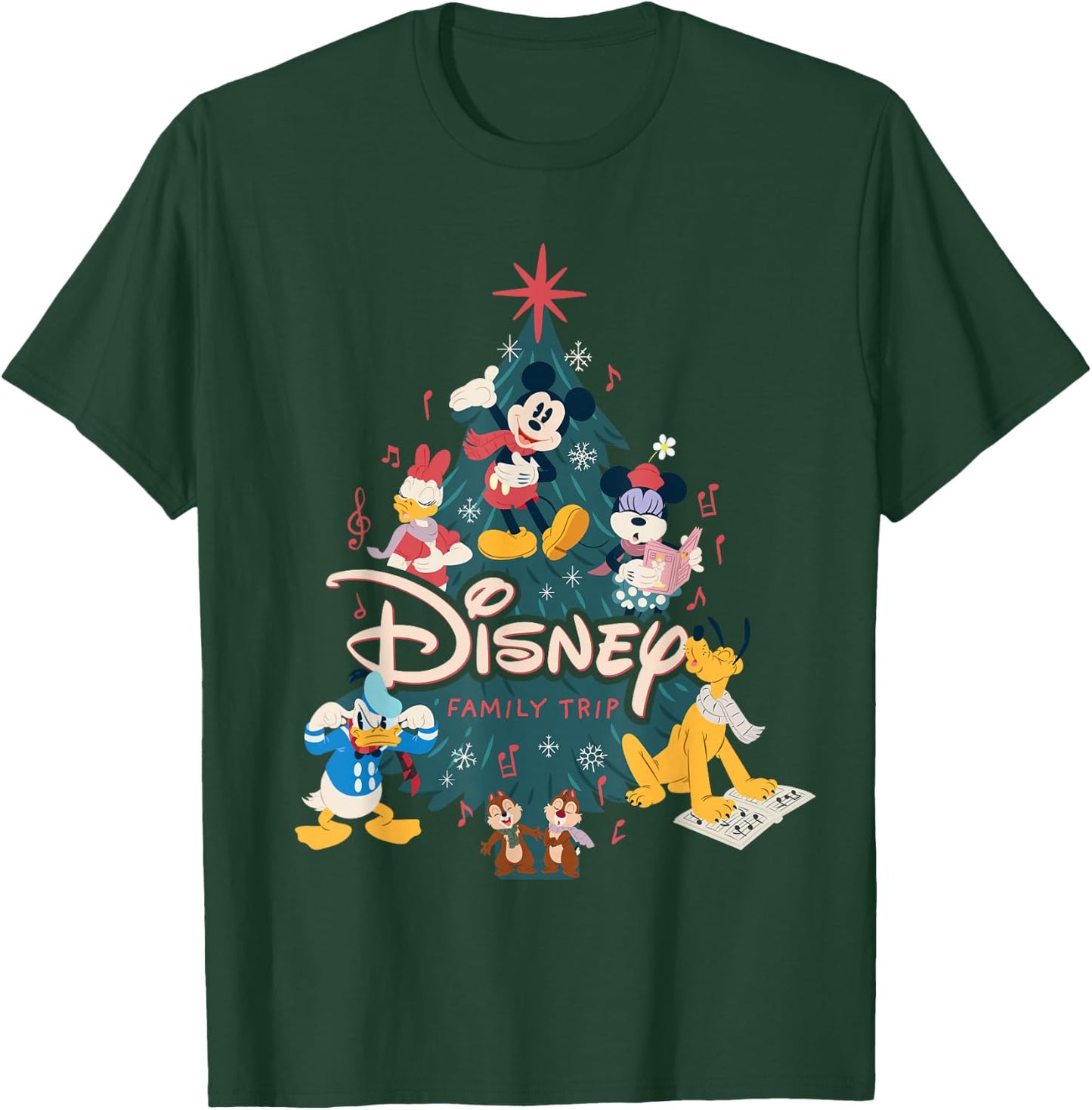 Disney Mickey & Friends Carols Christmas Holiday Family Trip T-Shirt - T-Shirt | Forest