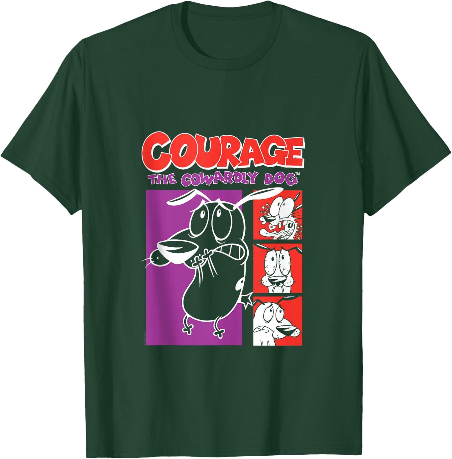 Courage the Cowardly Dog Red and Purple Frames Cartoon T-Shirt - T-Shirt | Forest