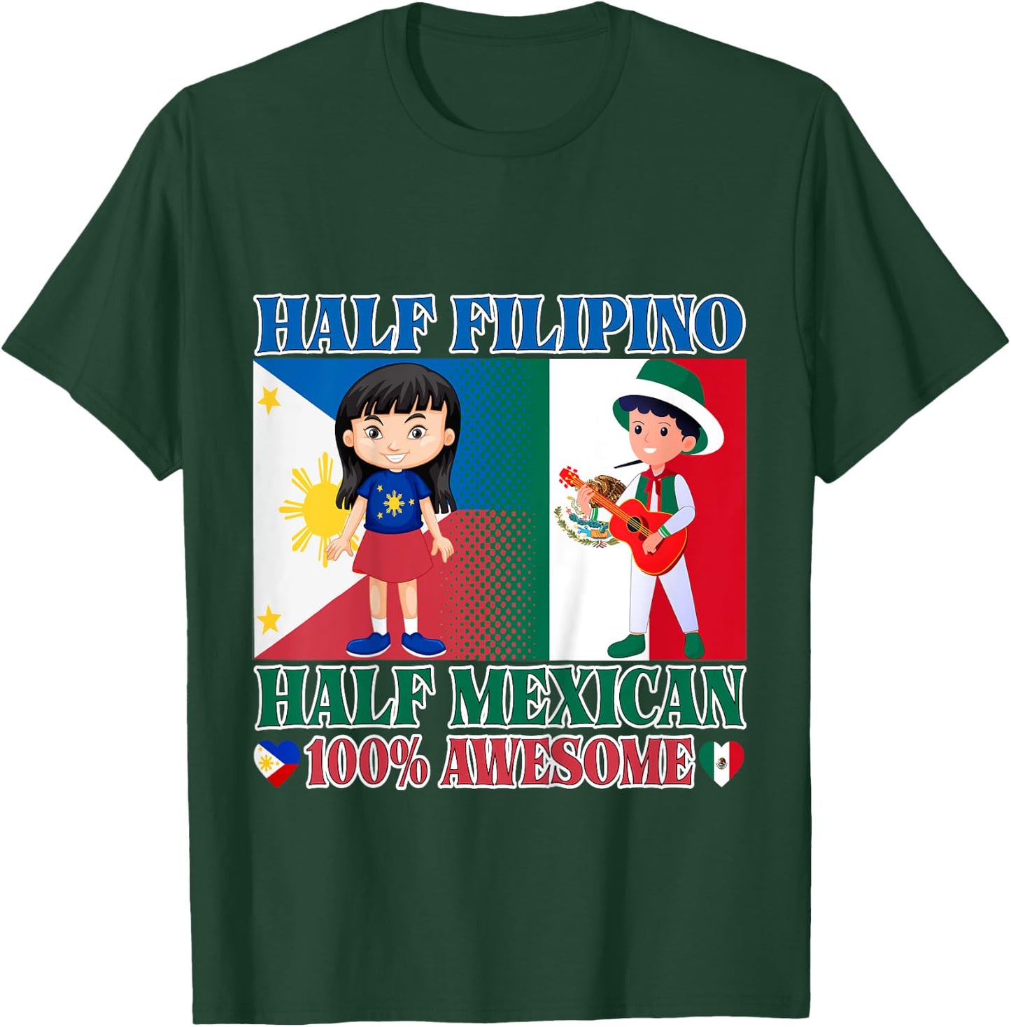 Half Filipino Half Mexico Toddler Mexico Philippines Flag T-Shirt - T-Shirt | Forest