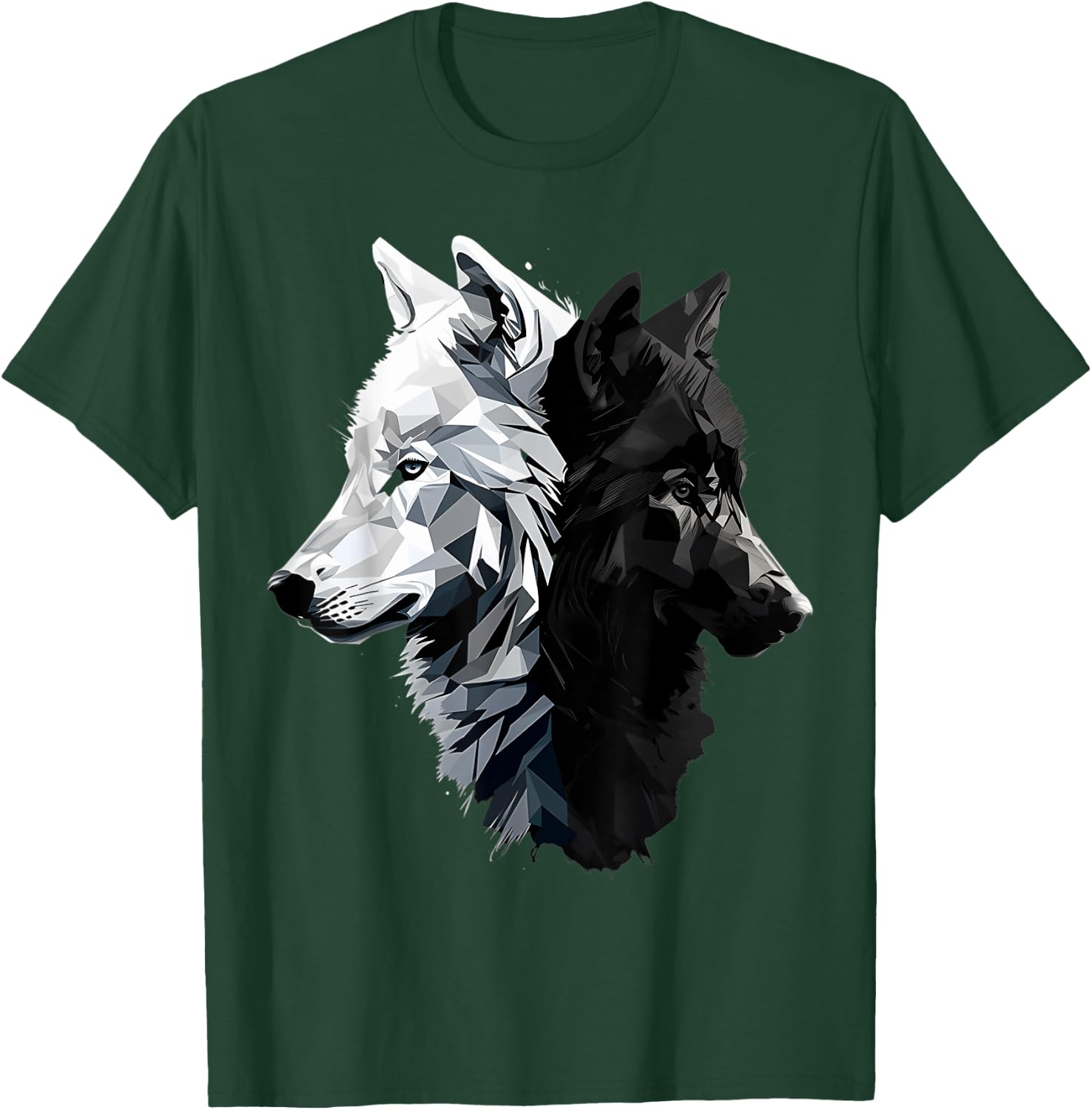 Dangerous And Beautifull Two Wolves Black And White T-Shirt - T-Shirt | Forest