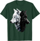 Dangerous And Beautifull Two Wolves Black And White T-Shirt - T-Shirt | Forest