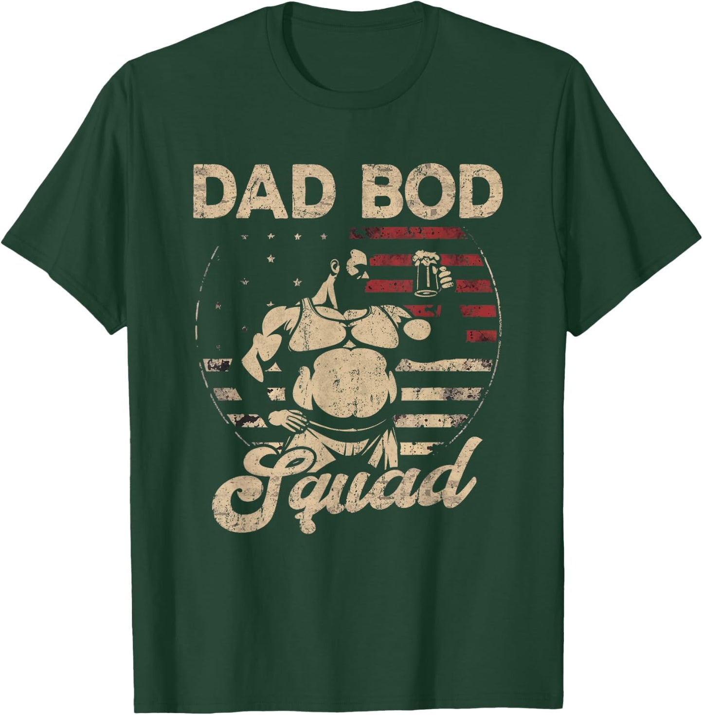 Dad Bod Squad Flag US Beer Belly Posing Father's Day T-Shirt - T-Shirt | Forest