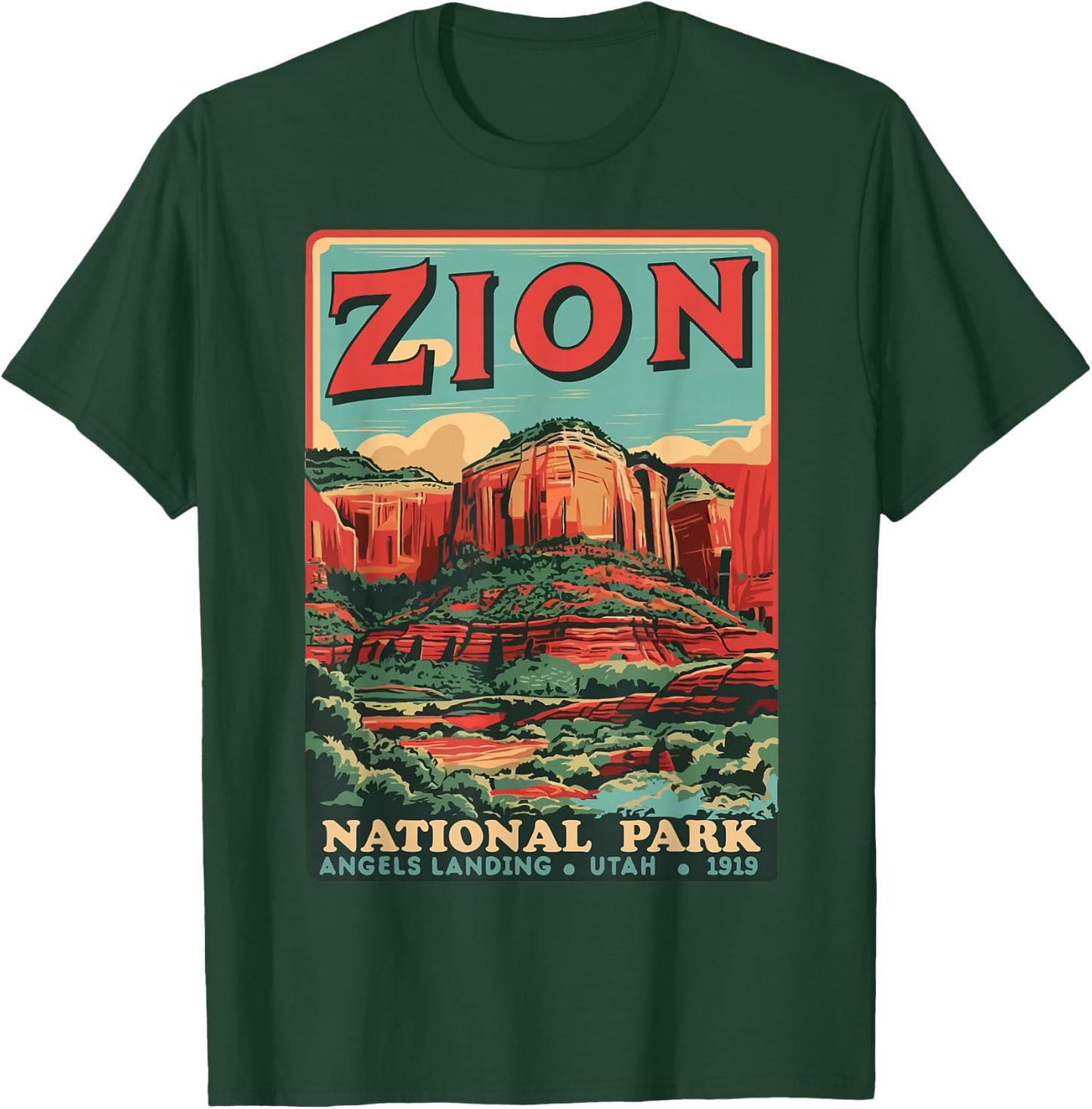 Zion National Park Utah Angels Landing Vintage hiking Trail T-Shirt - T-Shirt | Forest