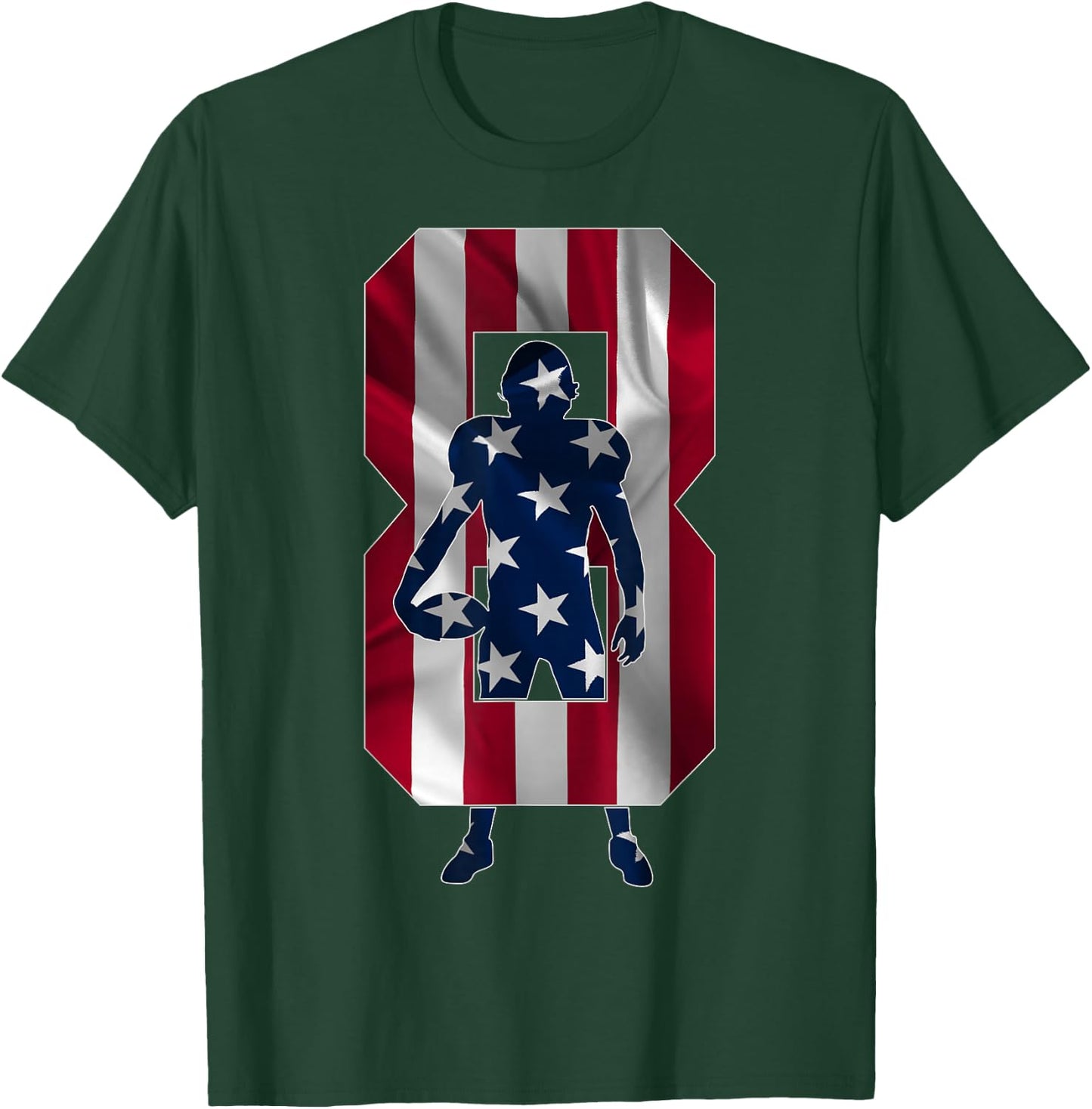 Number 8 Years Football 8th Birthday T-Shirt - T-Shirt | Forest