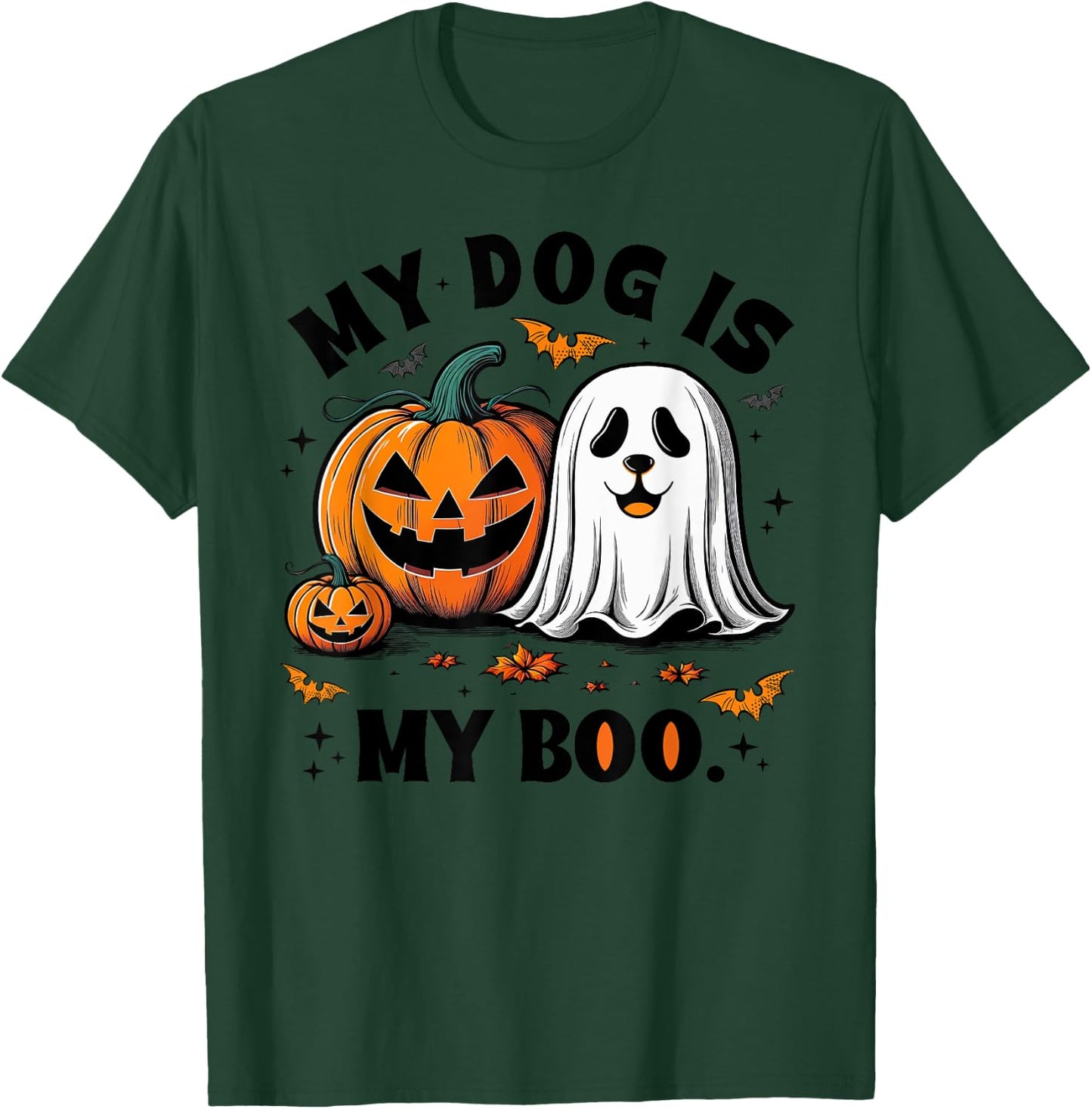 My Dog Is My Boo Spooky Season Ghost Halloween Groovy T-Shirt - T-Shirt | Forest