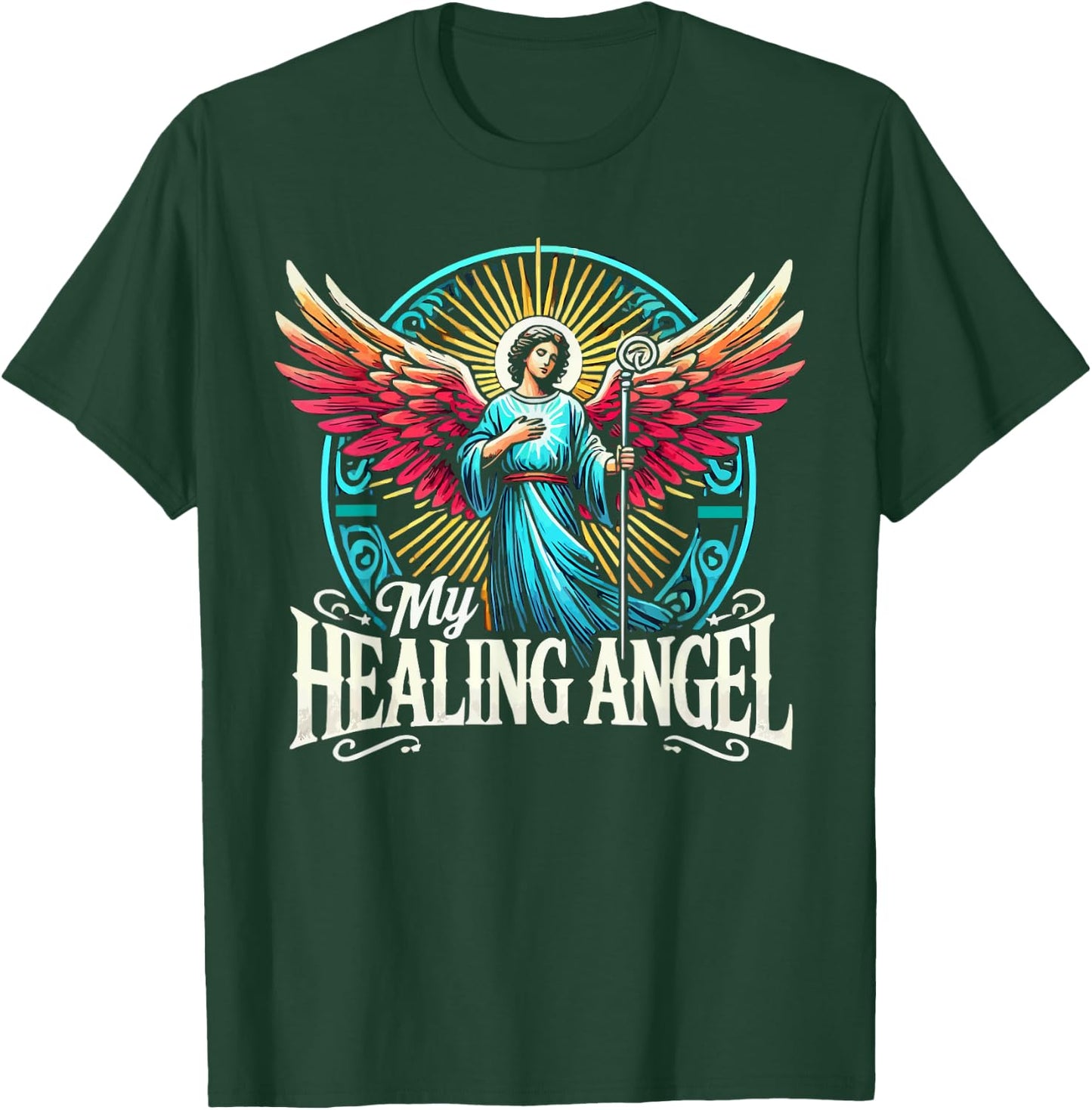 Archangel Raphael Catholic Christianity Guardian Angel T-Shirt - T-Shirt | Forest