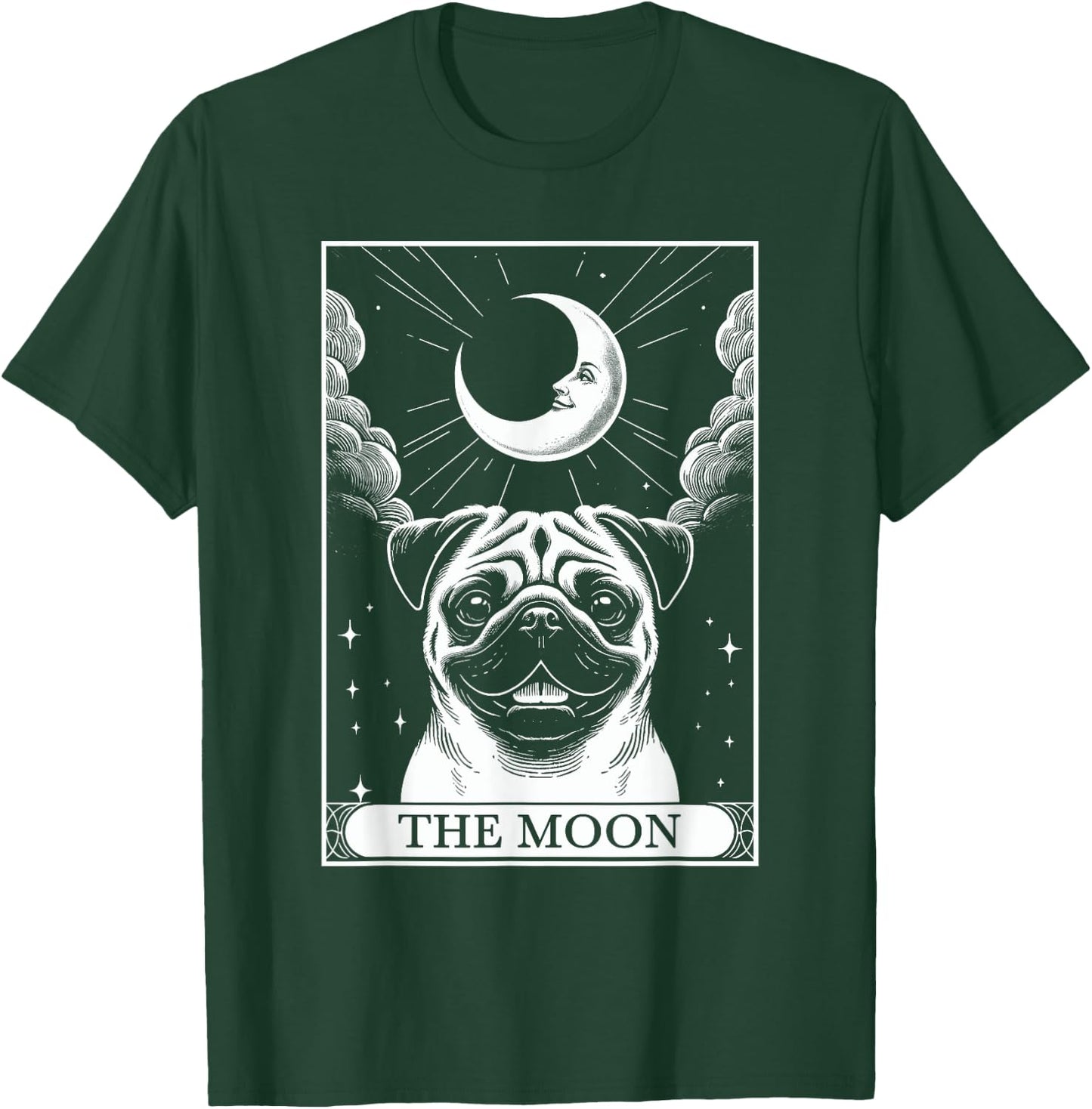 Tarot Card Vintage Crescent Moon Pug Mom Dog Lovers Men Women Kids T-Shirt - T-Shirt | Forest