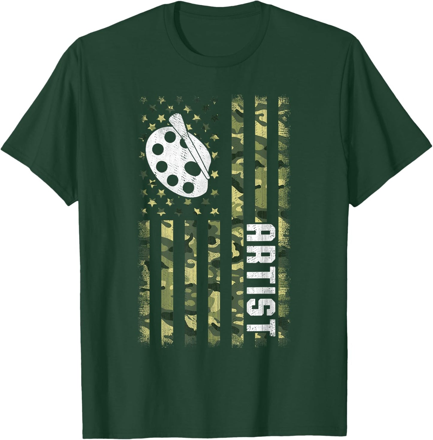 Camo American Flag USA Camouflage Patriotic Artist T-Shirt - T-Shirt | Forest