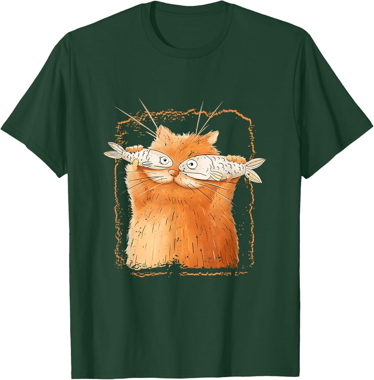 Cat With Fisheyes Kitten Funny Parody Cat Lover Cartoon T-Shirt - T-Shirt | Forest