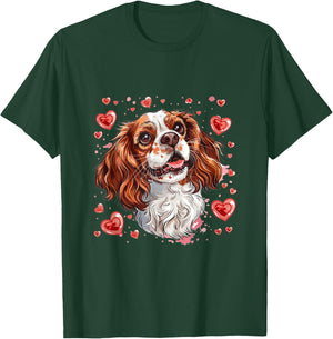 Cavalier King Charles Spaniel Hearts Dog Breed Graphic T-Shirt - T-Shirt | Forest