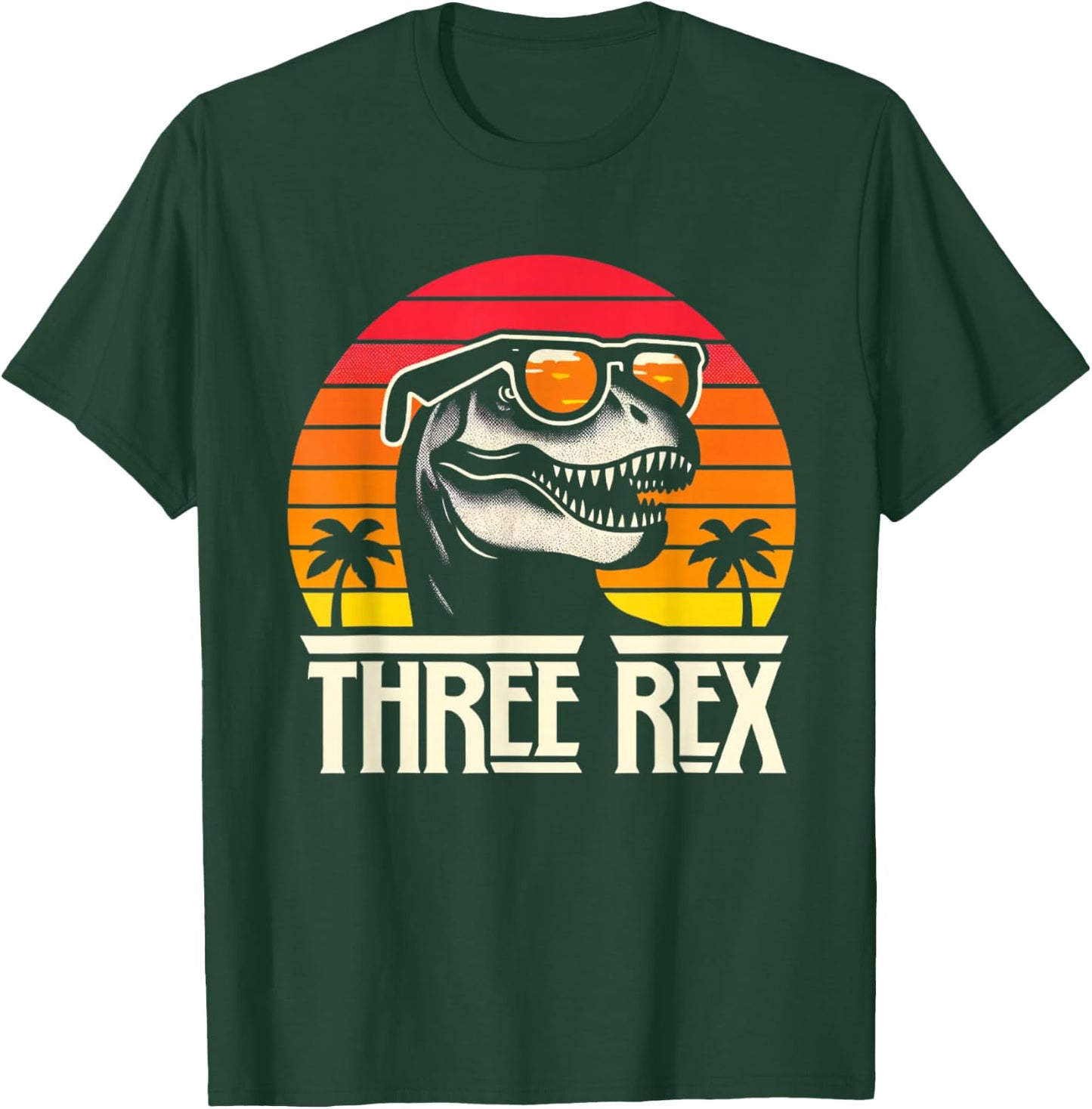 Three Rex 3rd Birthday T Rex Dinosaur Third Bday 3 Year Old T-Shirt - T-Shirt | Forest
