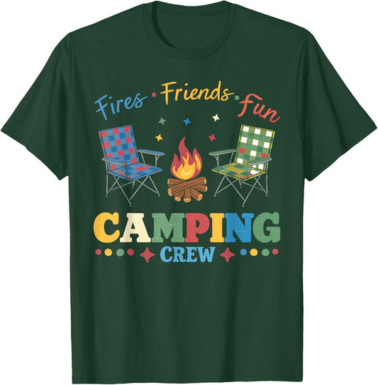 Camping Crew Family Friends Girls Kids Summer Vibes Camper T-Shirt - T-Shirt | Forest