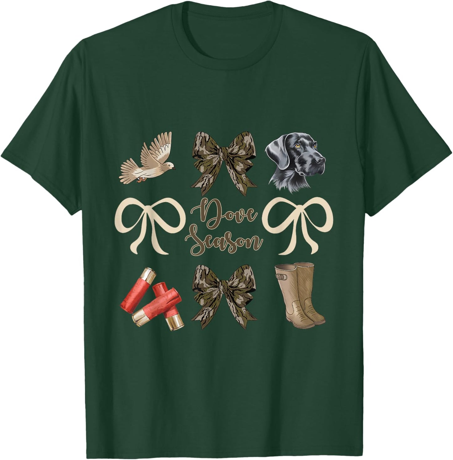 Camo Bow Coquette Dove Season Hunting Dove Hunter Hunt Girl T-Shirt - T-Shirt | Forest
