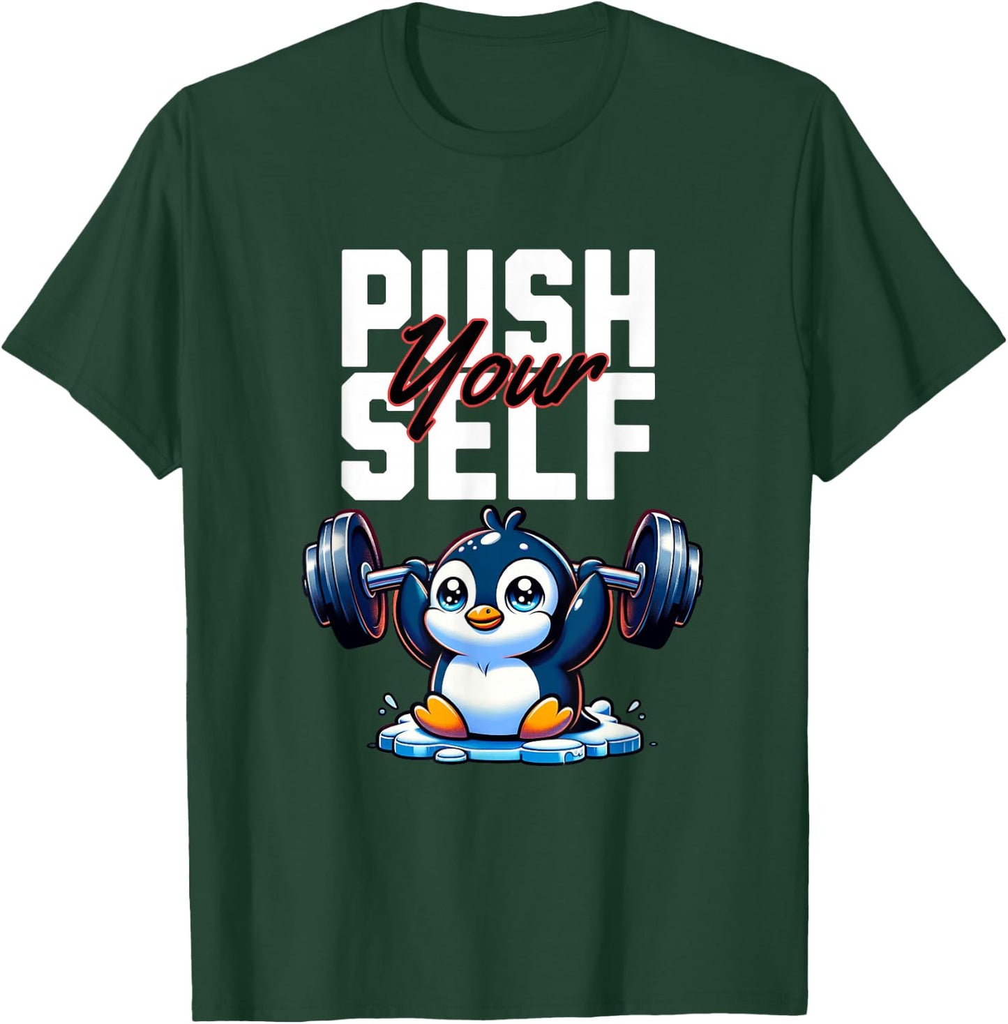 Funny Penguin Fitness Zoo Weightlifting- Penguin Lovers T-Shirt - T-Shirt | Forest