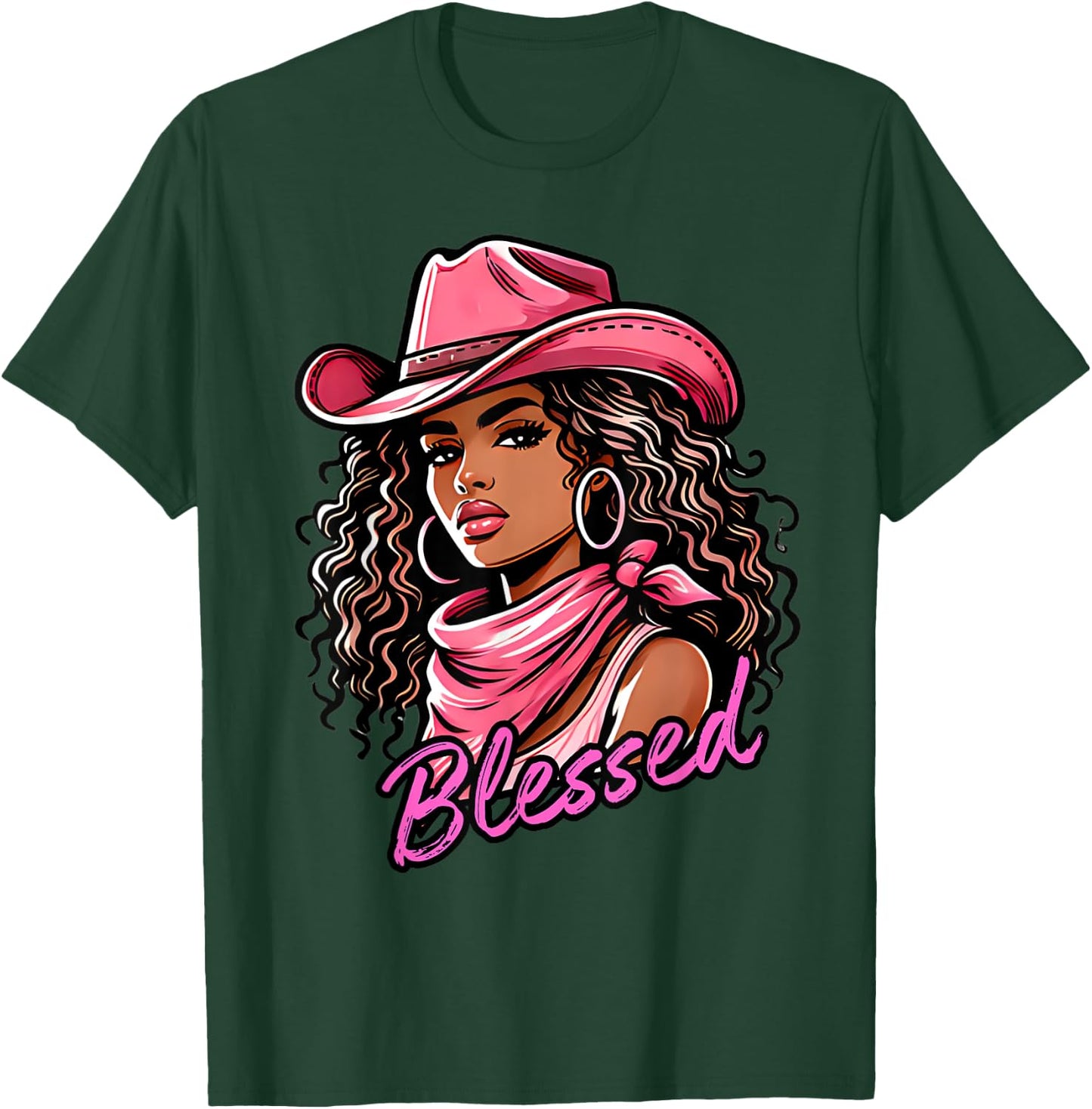 Blessed Black Cowgirl Western Swag African Christian Woman T-Shirt - T-Shirt | Forest