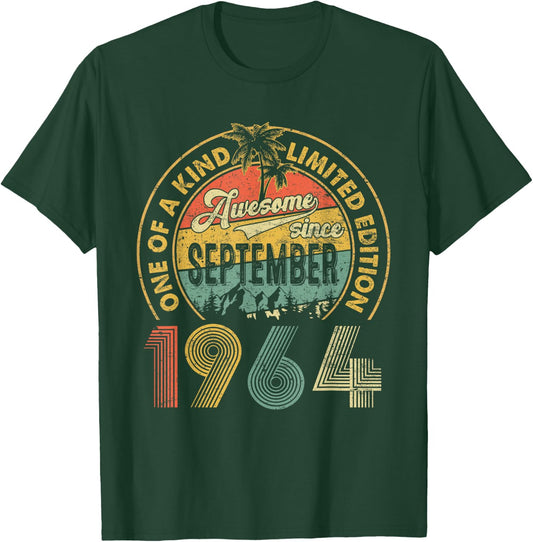 60 Years Old Vintage Retro September 1964 Birthday Men Women T-Shirt - T-Shirt | Forest