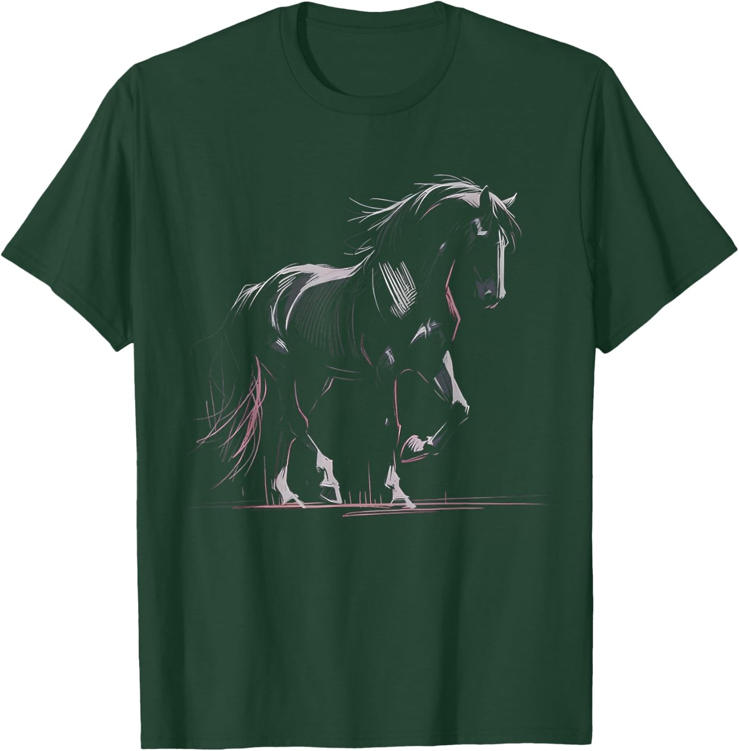 Horse Silhouette Graphic Art Design Black Horses Lover Gifts T-Shirt - T-Shirt | Forest