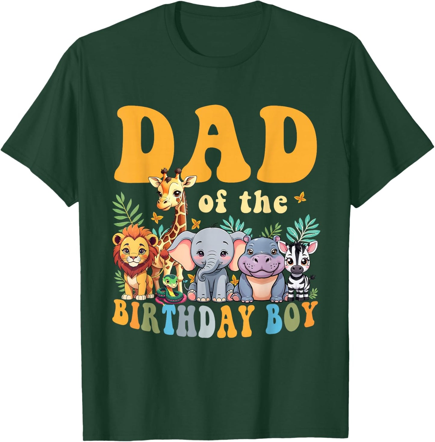 Dad of the Birthday Boy Kids Safari Jungle Animal Matching T-Shirt - T-Shirt | Forest
