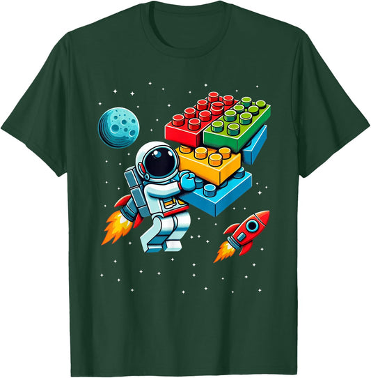 Master Builder Space Astronaut Building Blocks Bricks Boys T-Shirt - T-Shirt | Forest