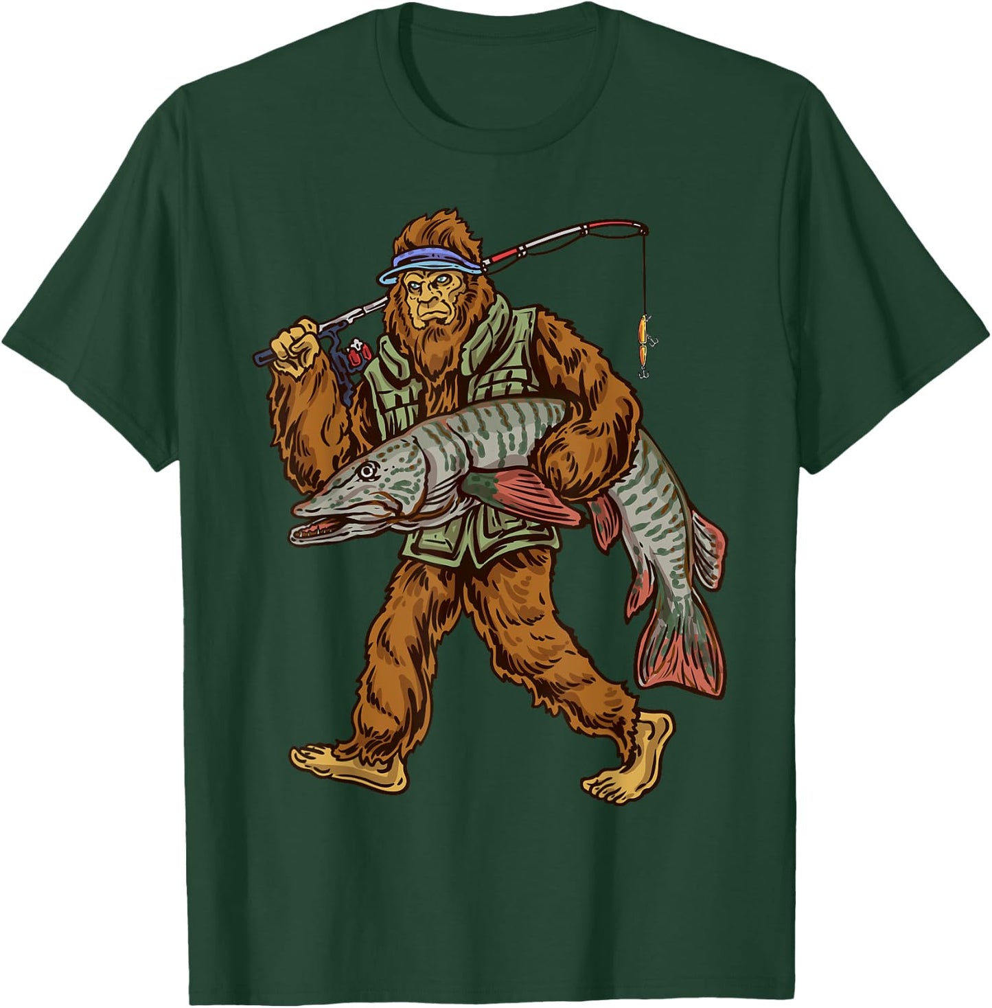 Muskie Fishing Tiger Musky Hunting Bigfoot Fishermen T-Shirt - T-Shirt | Forest