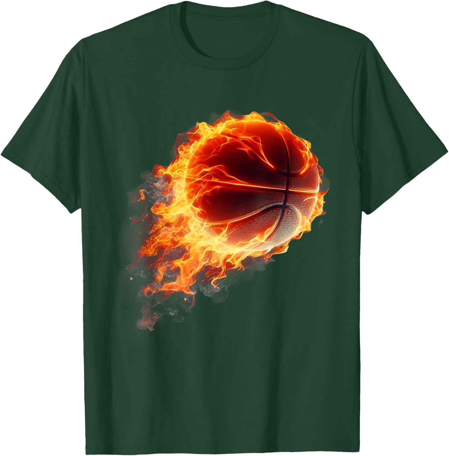 play sport Basketball Hoop Fire Flames soccer Ball Graphic T-Shirt - T-Shirt | Forest