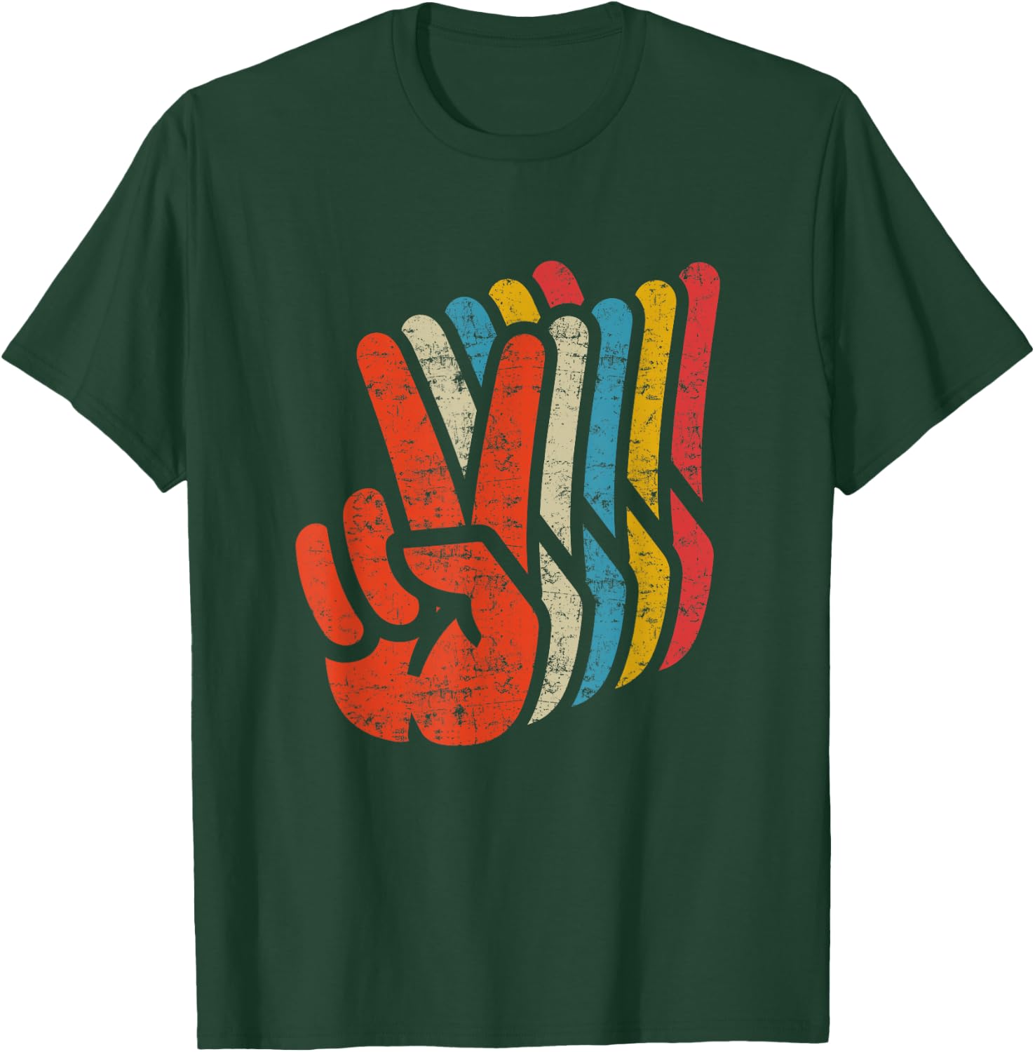 Retro Peace Sign V Fingers Graphic 60s 70s Vintage Peace T-Shirt - T-Shirt | Forest