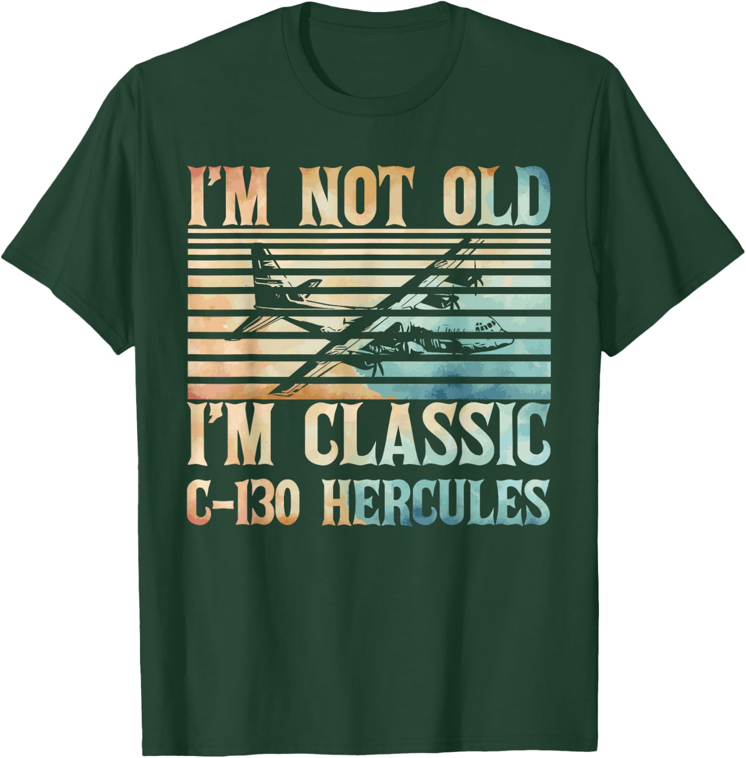C-130 Hercules American USA Military Airplane T-Shirt - T-Shirt | Forest