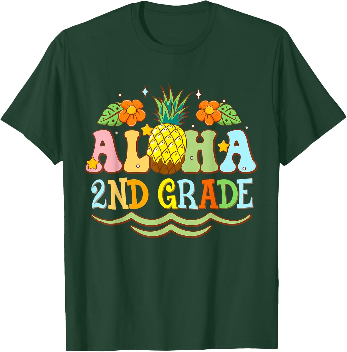 Aloha 2nd Grade Second Teacher First Day Back to School T-Shirt - T-Shirt | Forest