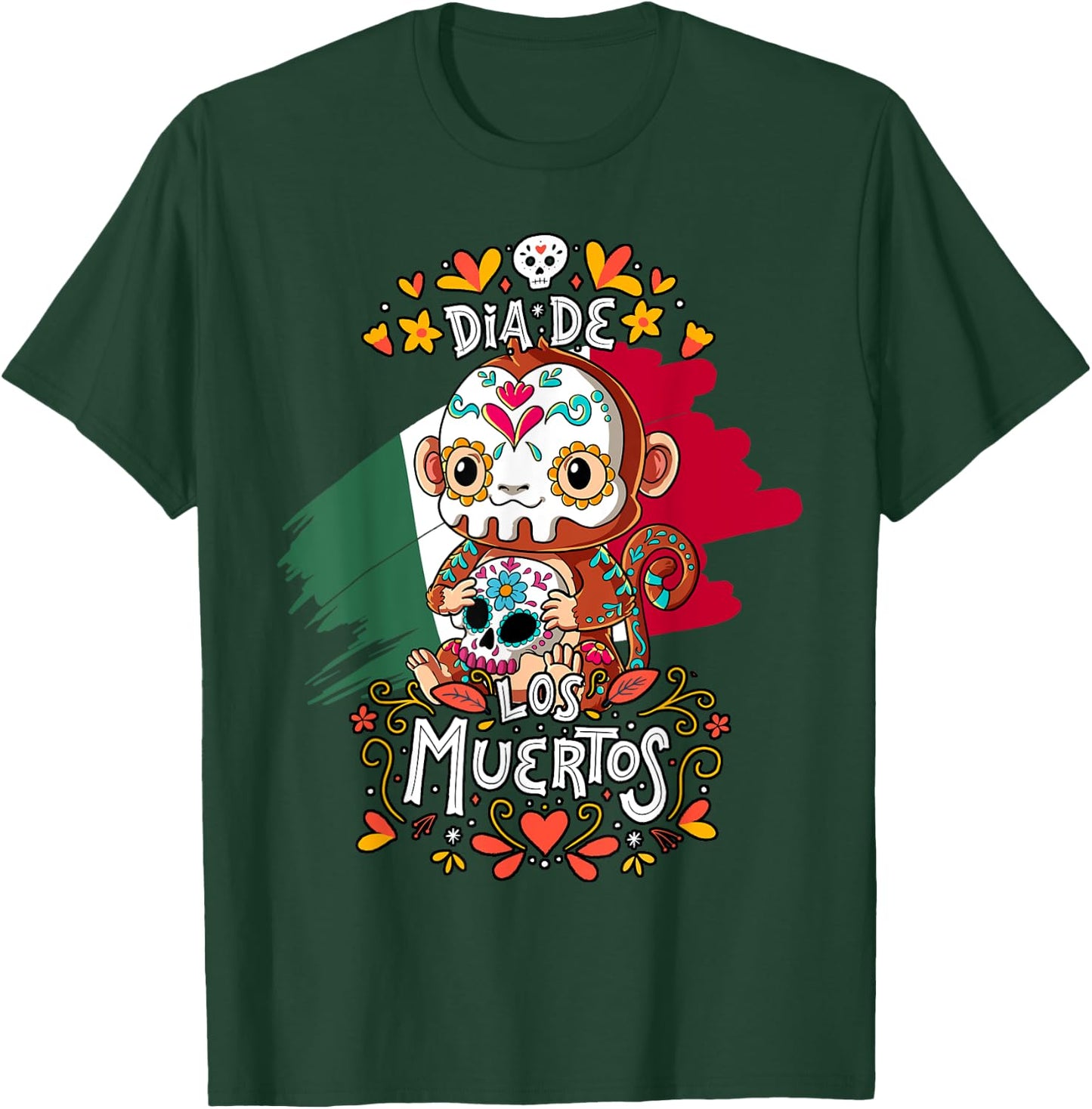 Dia De Los Muertos Monkey T-Shirt - T-Shirt | Forest