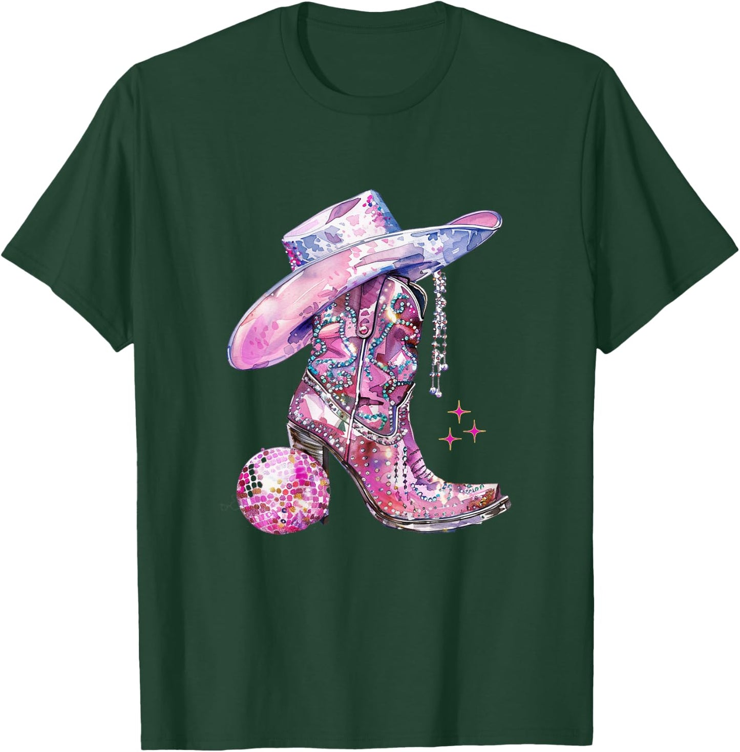 Pink Cowgirl Girl Western Country Music Disco Party Rodeo T-Shirt - T-Shirt | Forest