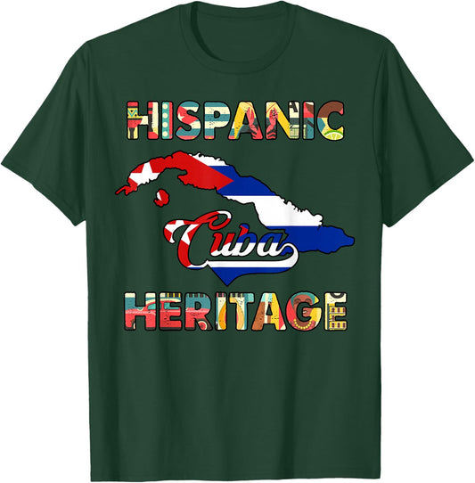 Cuba Hispanic Heritage Month Shirt Cuban Flag T-Shirt - T-Shirt | Forest