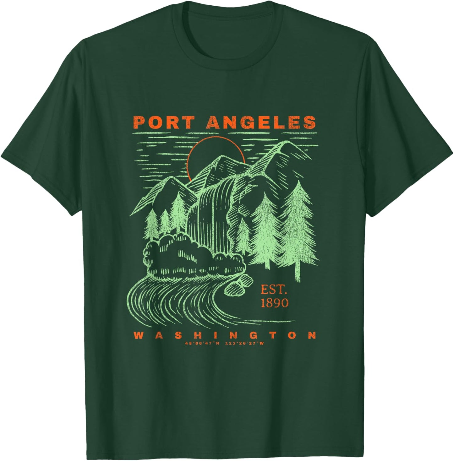 Port Angeles Washington Cool Souvenir Rustic Port Angeles T-Shirt - T-Shirt | Forest