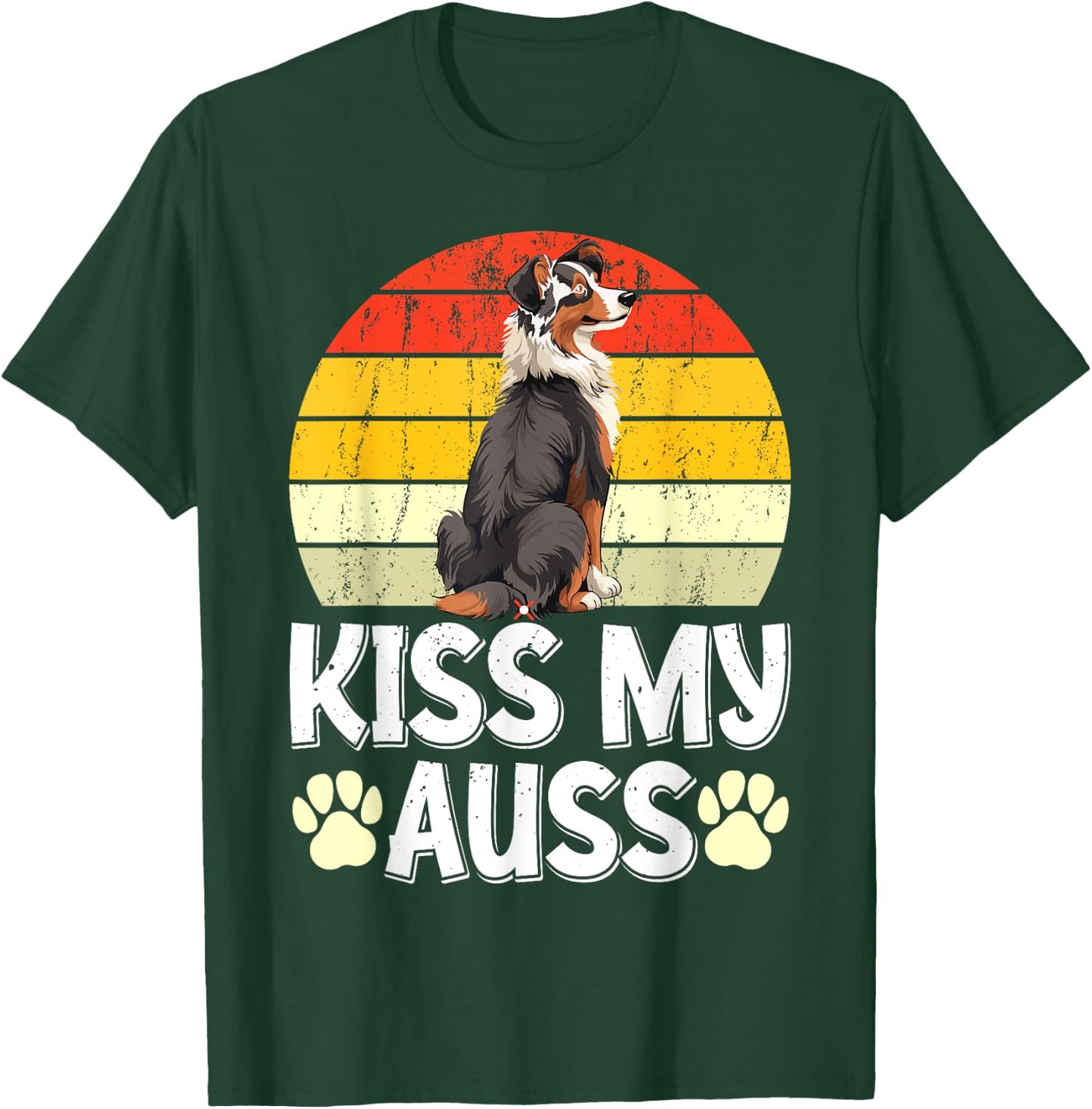 Australian Shepherd Funny KISS MY AUSS Vintage Aussie T-Shirt - T-Shirt | Forest