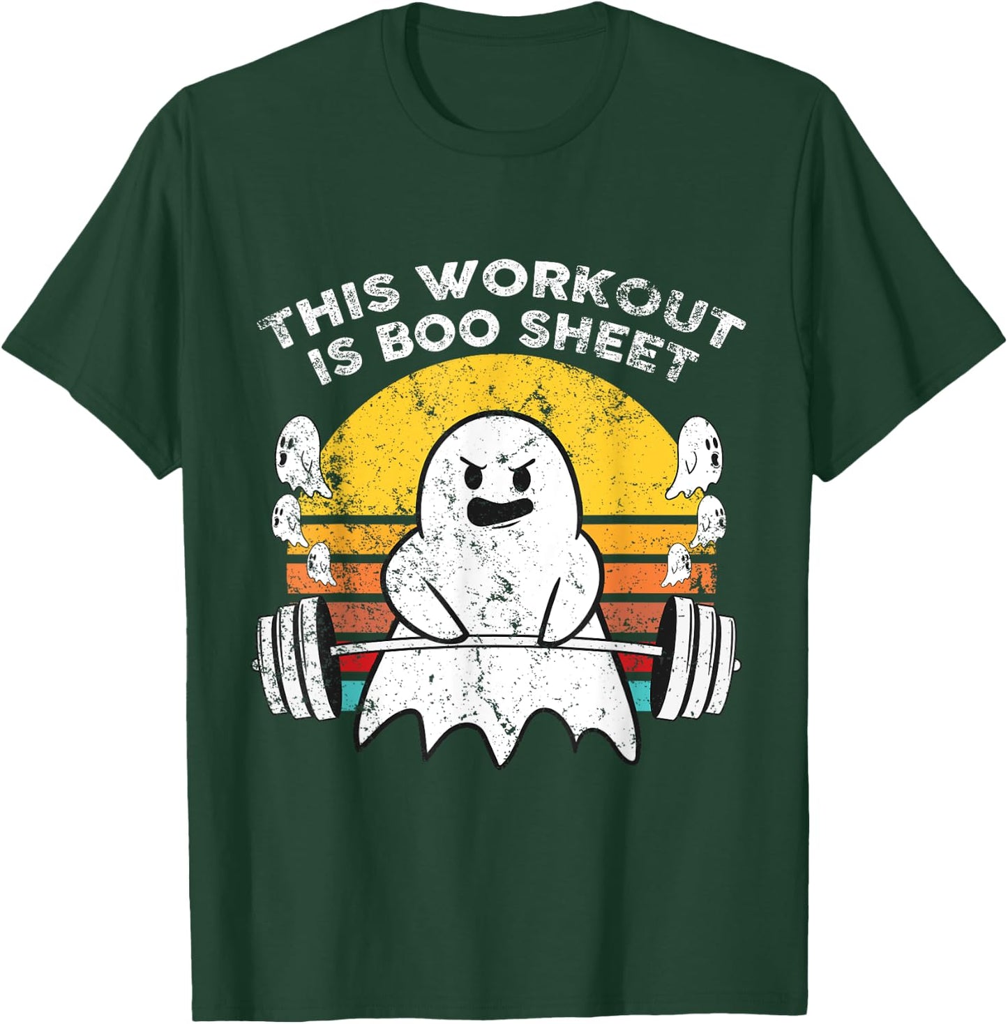 Funny This Workout Is Boo Sheet Halloween Ghost Exercise Gym T-Shirt - T-Shirt | Forest