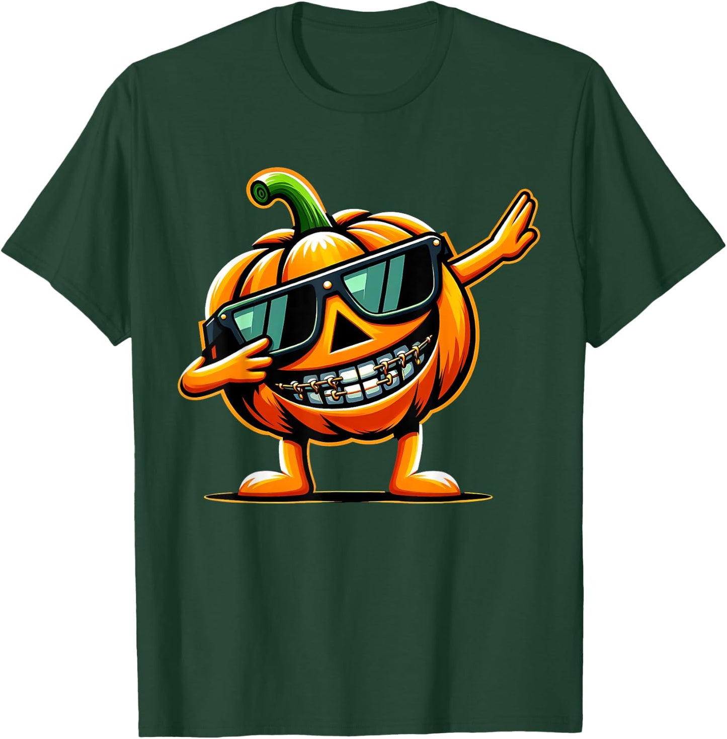 Dabbing Pumpkin Braces Dentist Orthodontics Halloween Dental T-Shirt - T-Shirt | Forest