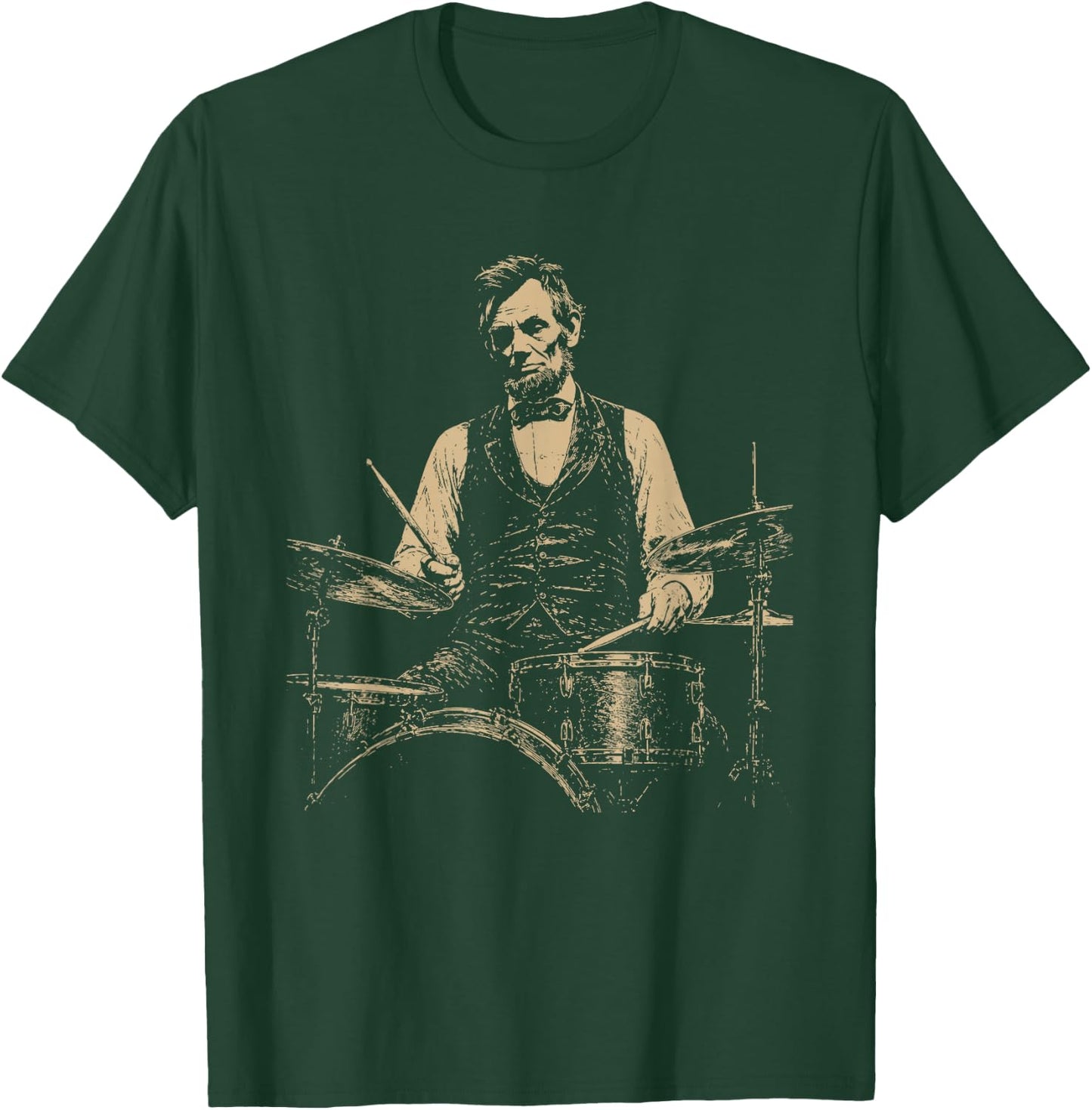 Abraham Lincoln Historic President Playing Drums Vintage T-Shirt - T-Shirt | Forest
