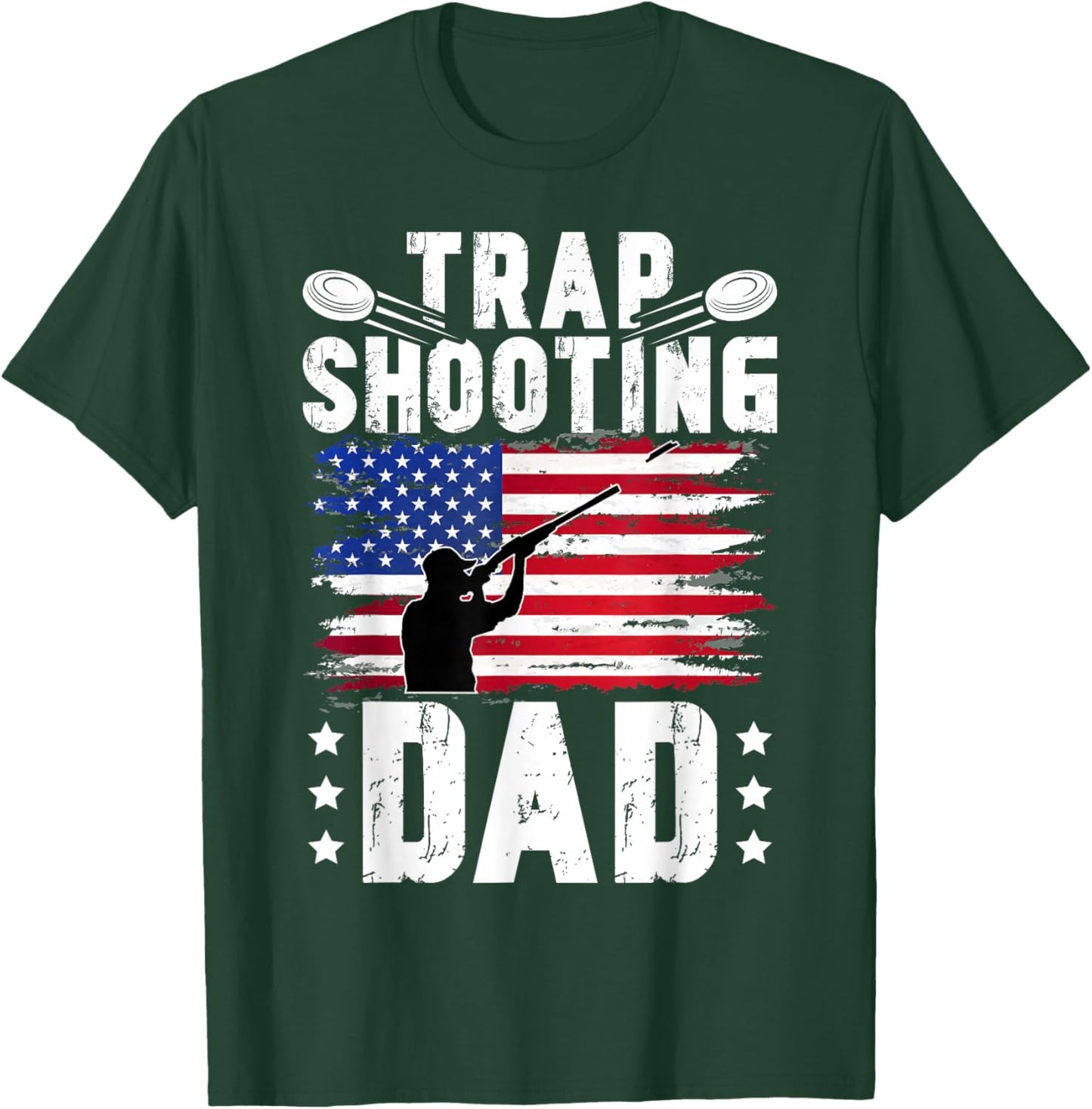 Trap Shooting Dad US Flag Trap Shooting Father T-Shirt - T-Shirt | Forest