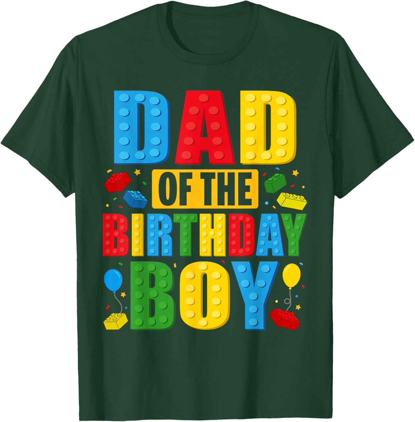 Dad Of The Birthday Boy Building Blocks Birthday Party Crew T-Shirt - T-Shirt | Forest