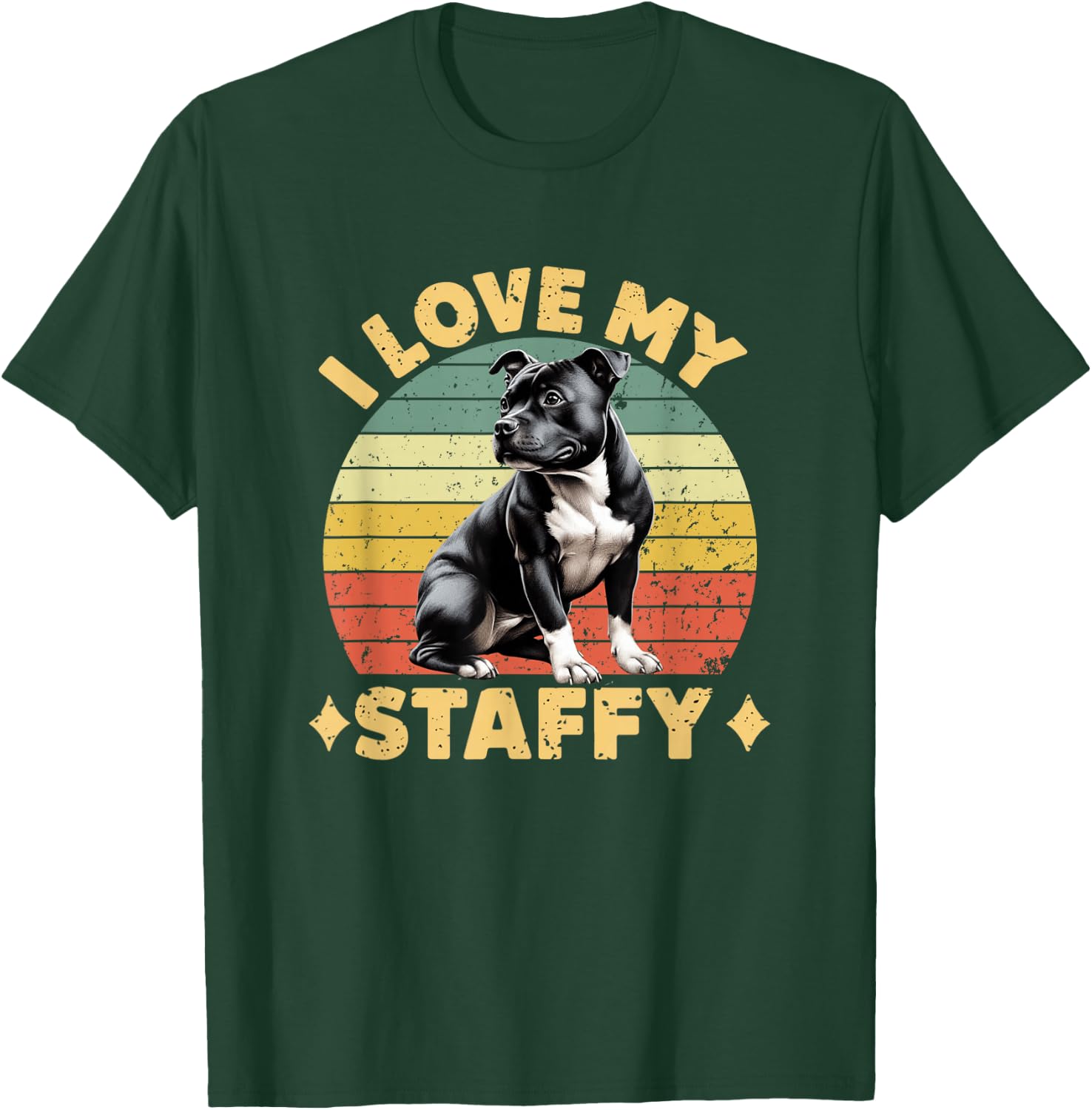 I Love My Staffy Dog Black Staffordshire Bull Terrier Owner T-Shirt - T-Shirt | Forest