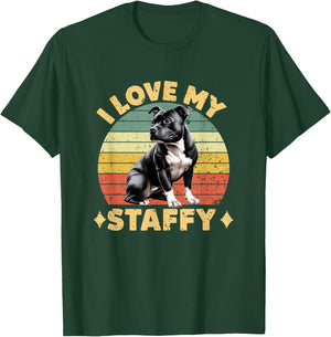I Love My Staffy Dog Black Staffordshire Bull Terrier Owner T-Shirt - T-Shirt | Forest