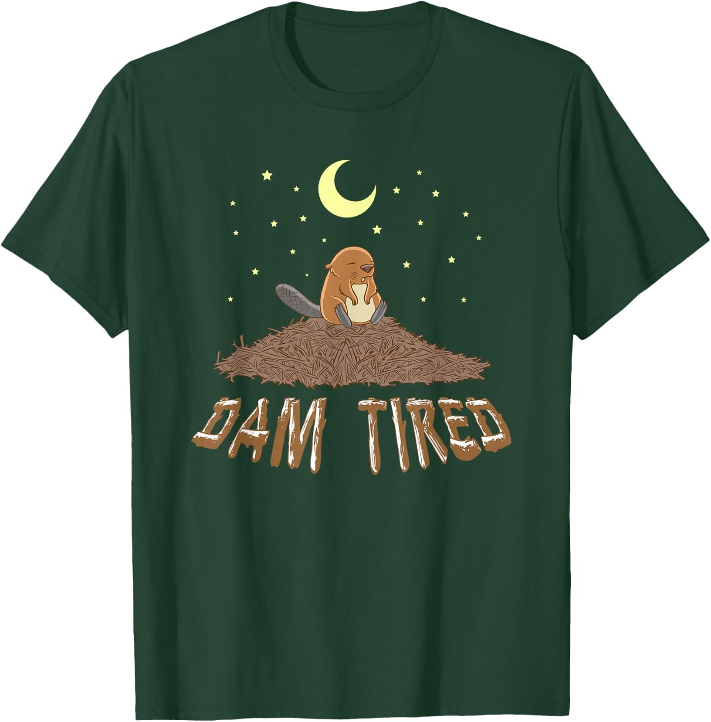 Animal Pajama Night Shirt - DAM TIRED Beaver T-Shirt - T-Shirt | Forest